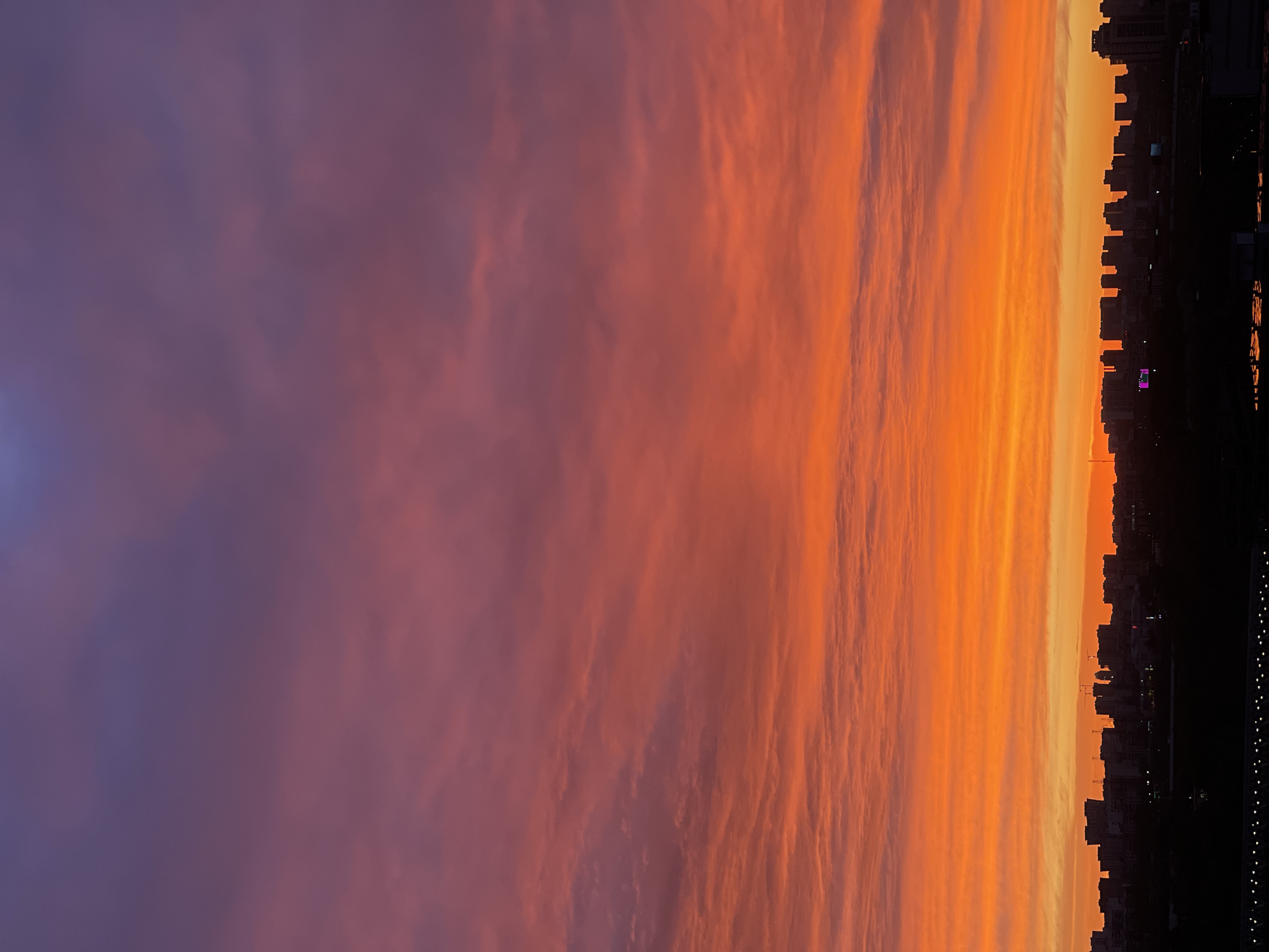Dramatic sunset captured over Khimki, Russia cityscape