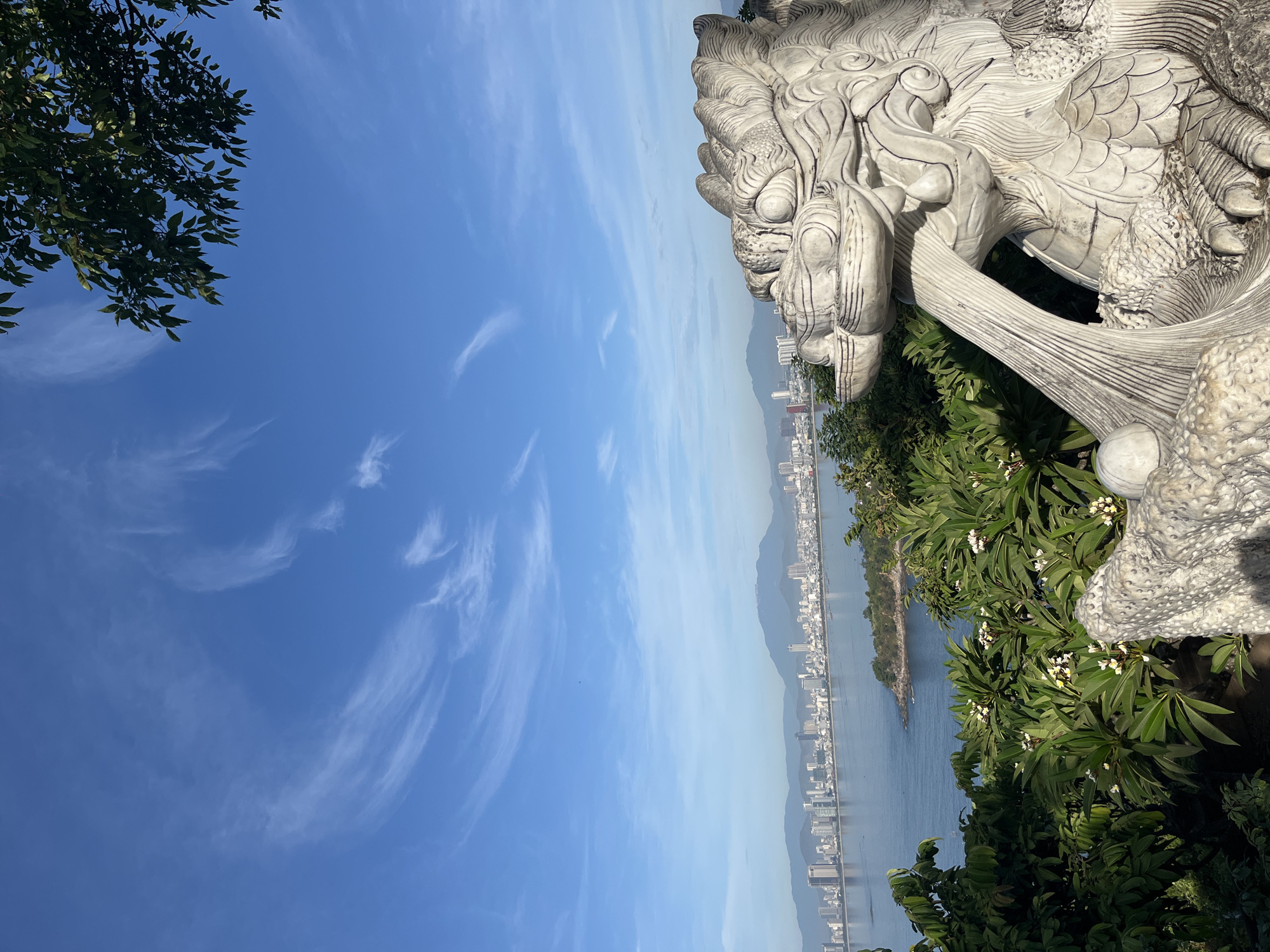 Stone dragon overlooks Đà Nẵng from a high vantage point