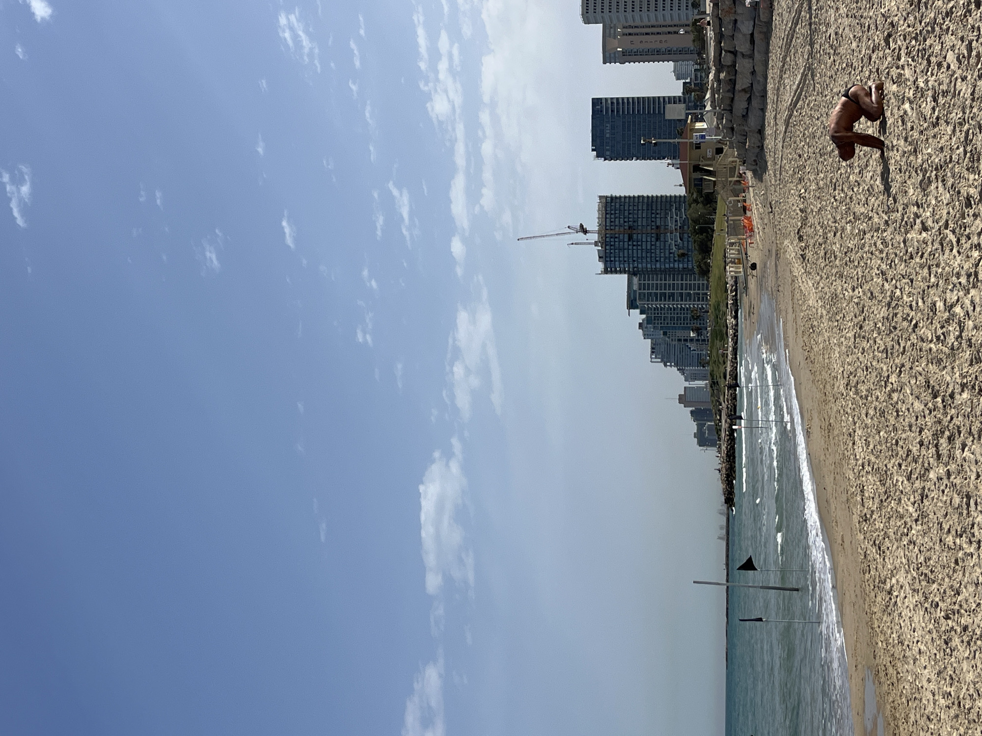 Early morning beach activity captured in Tel Aviv