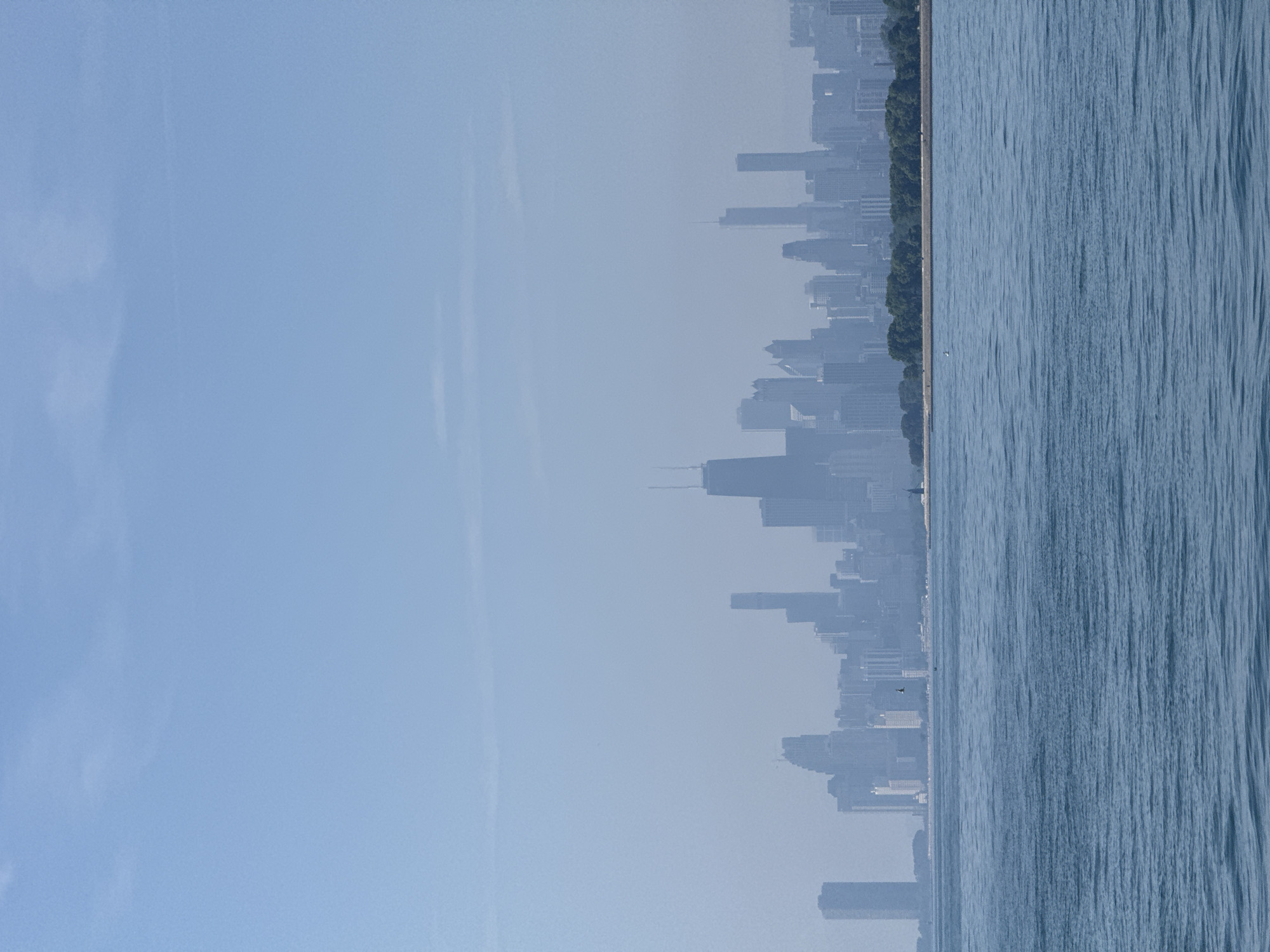 Hazy summer afternoon along Chicago's Lake Michigan shoreline