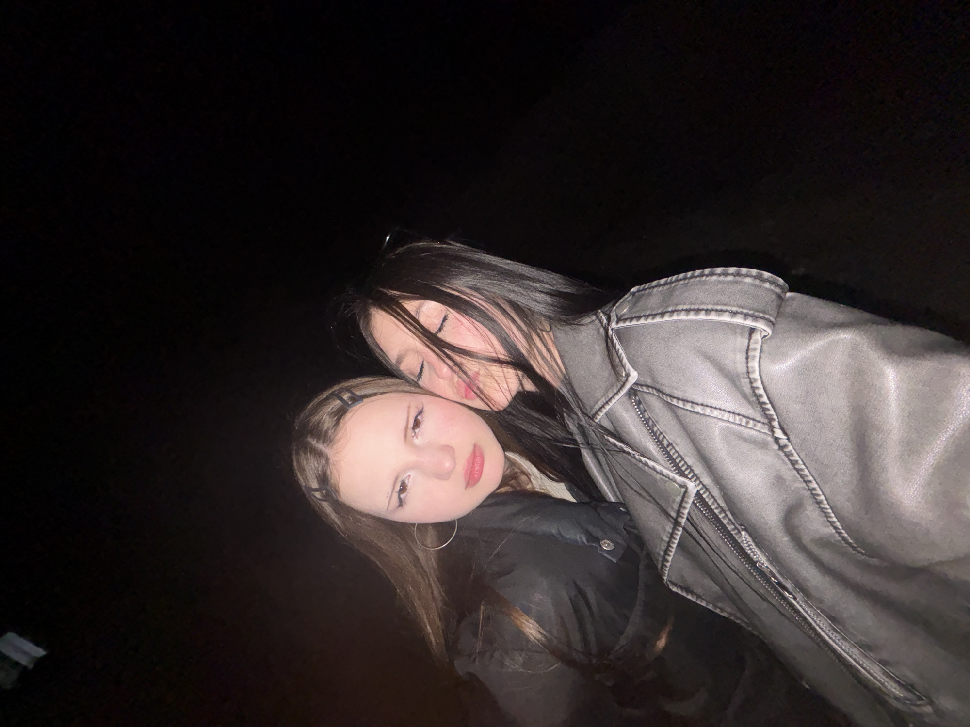 Two women photographed at night in Foki, Russia