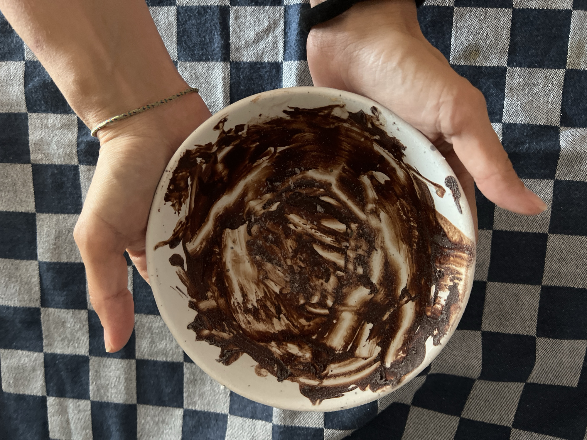 Chocolate dessert bowl aftermath captured in Mollet Del Vallès