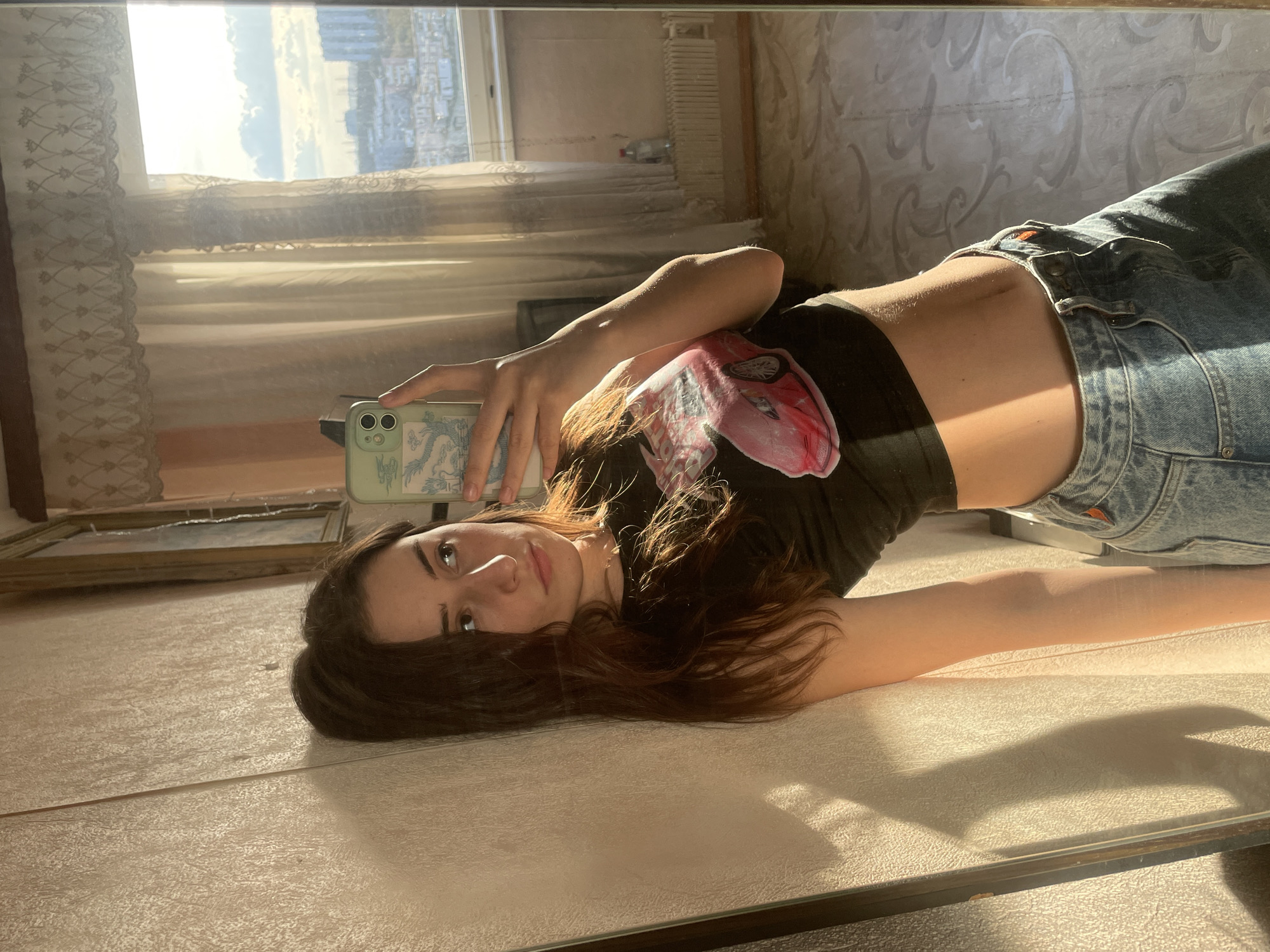 Woman takes selfies in Moscow apartment