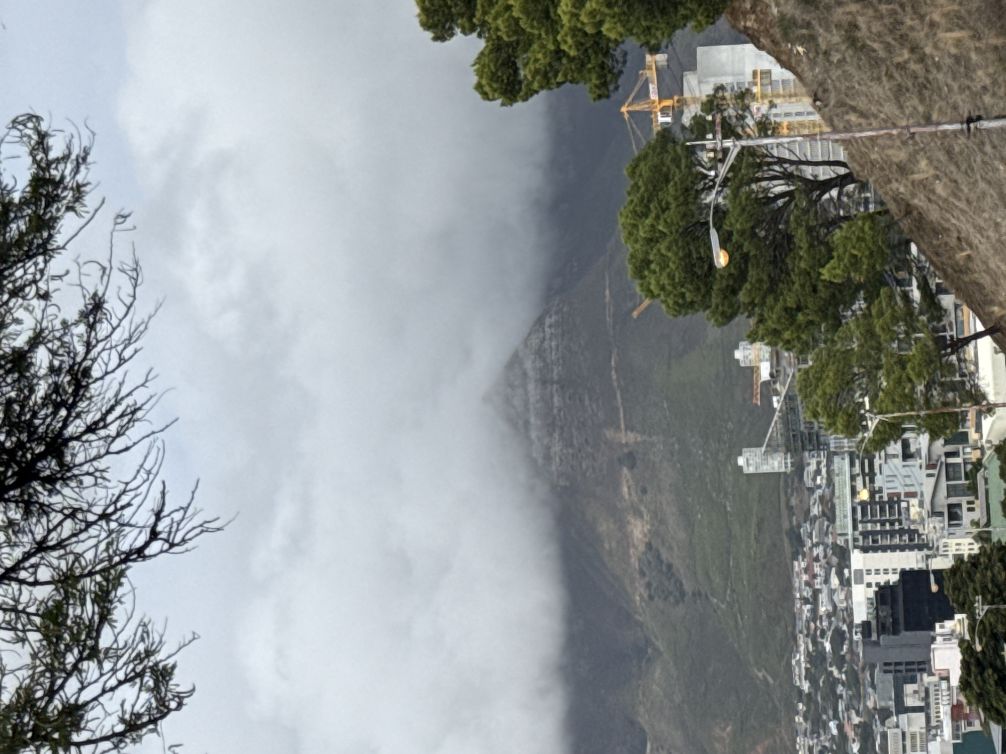 Cape Town's Table Mountain shrouded in clouds during overcast day