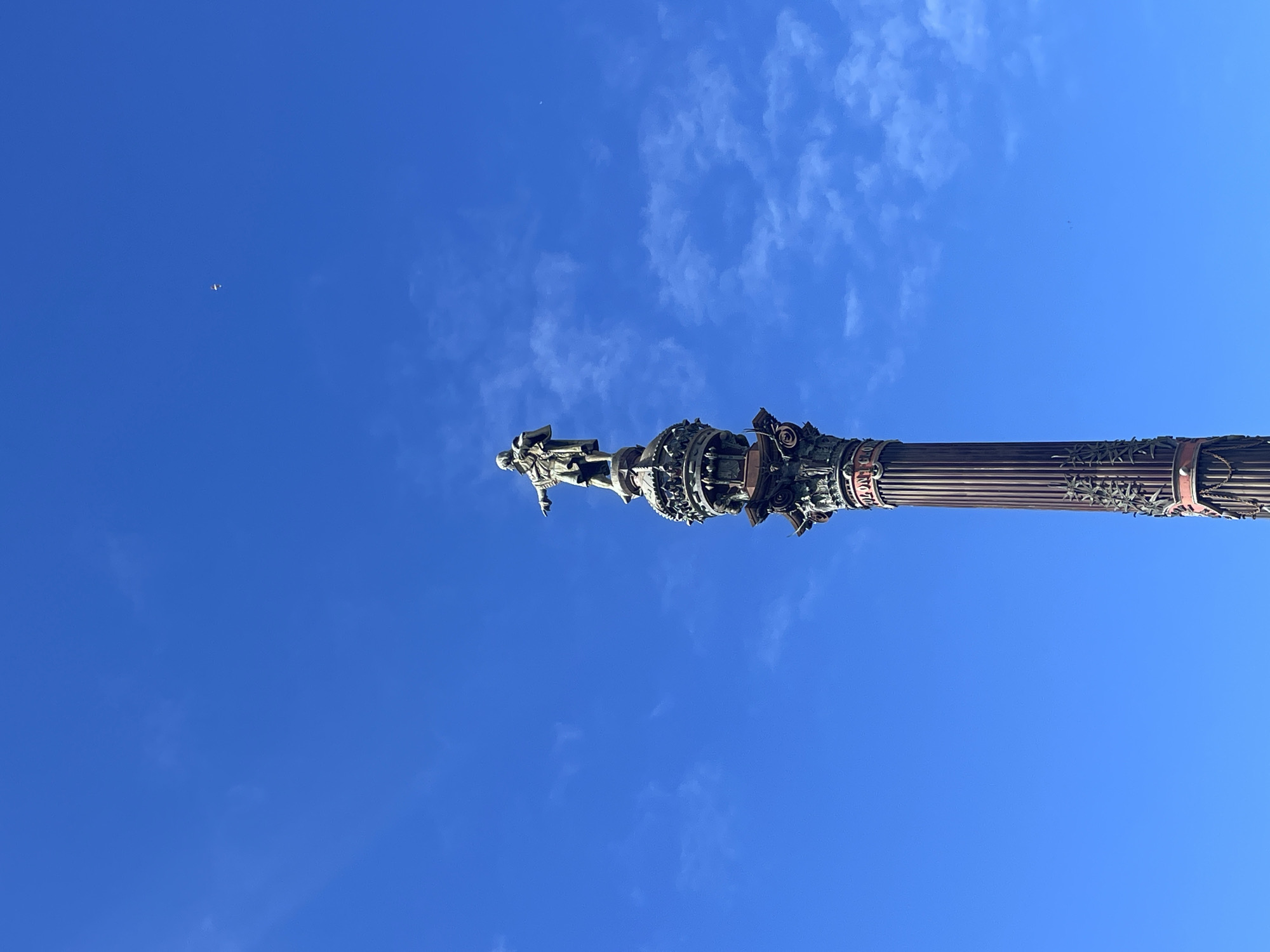 Costumed performer spotted near Barcelona's Columbus Monument