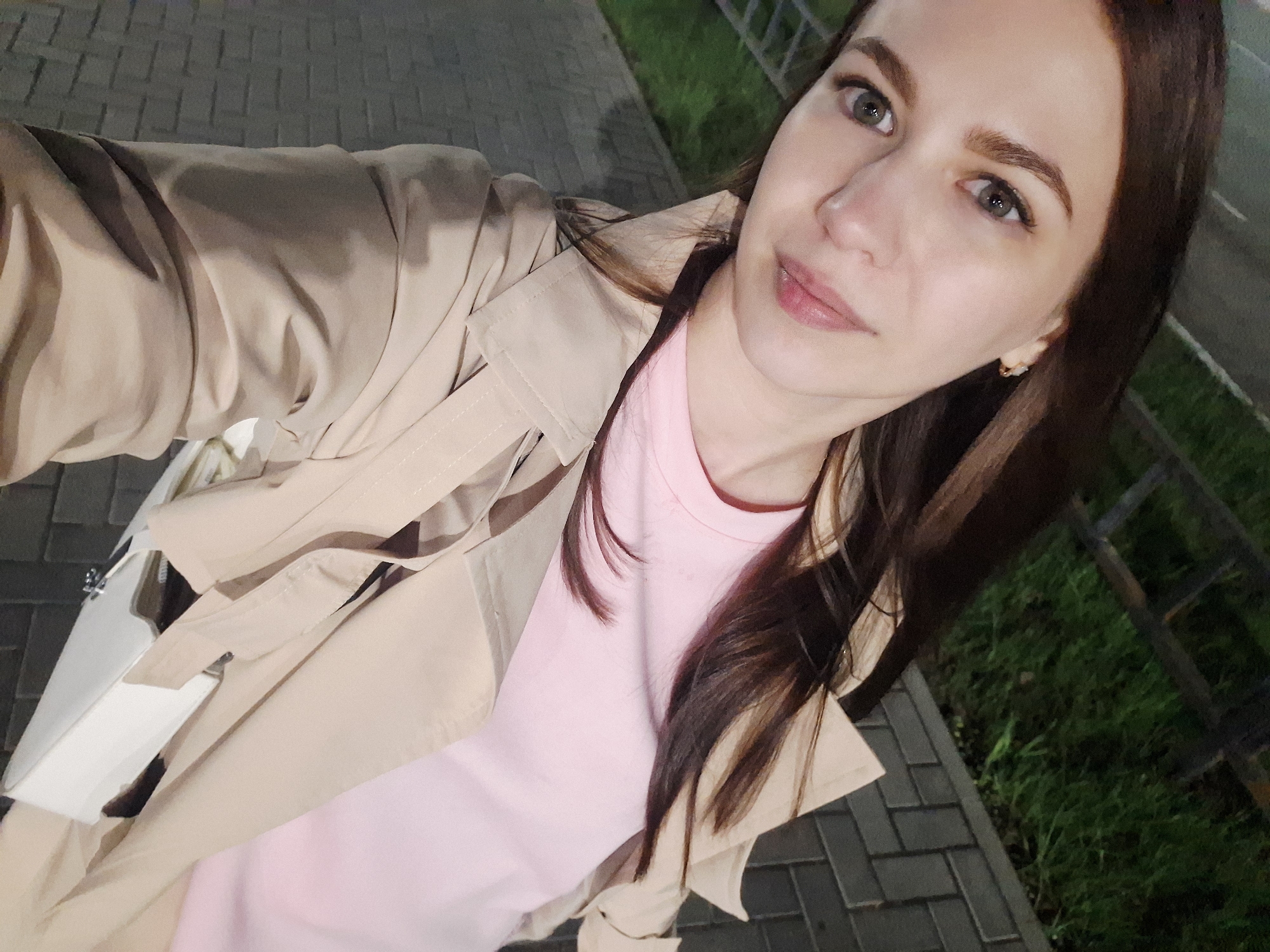 Woman documents evening outing with selfies in Chaikovsky, Russia