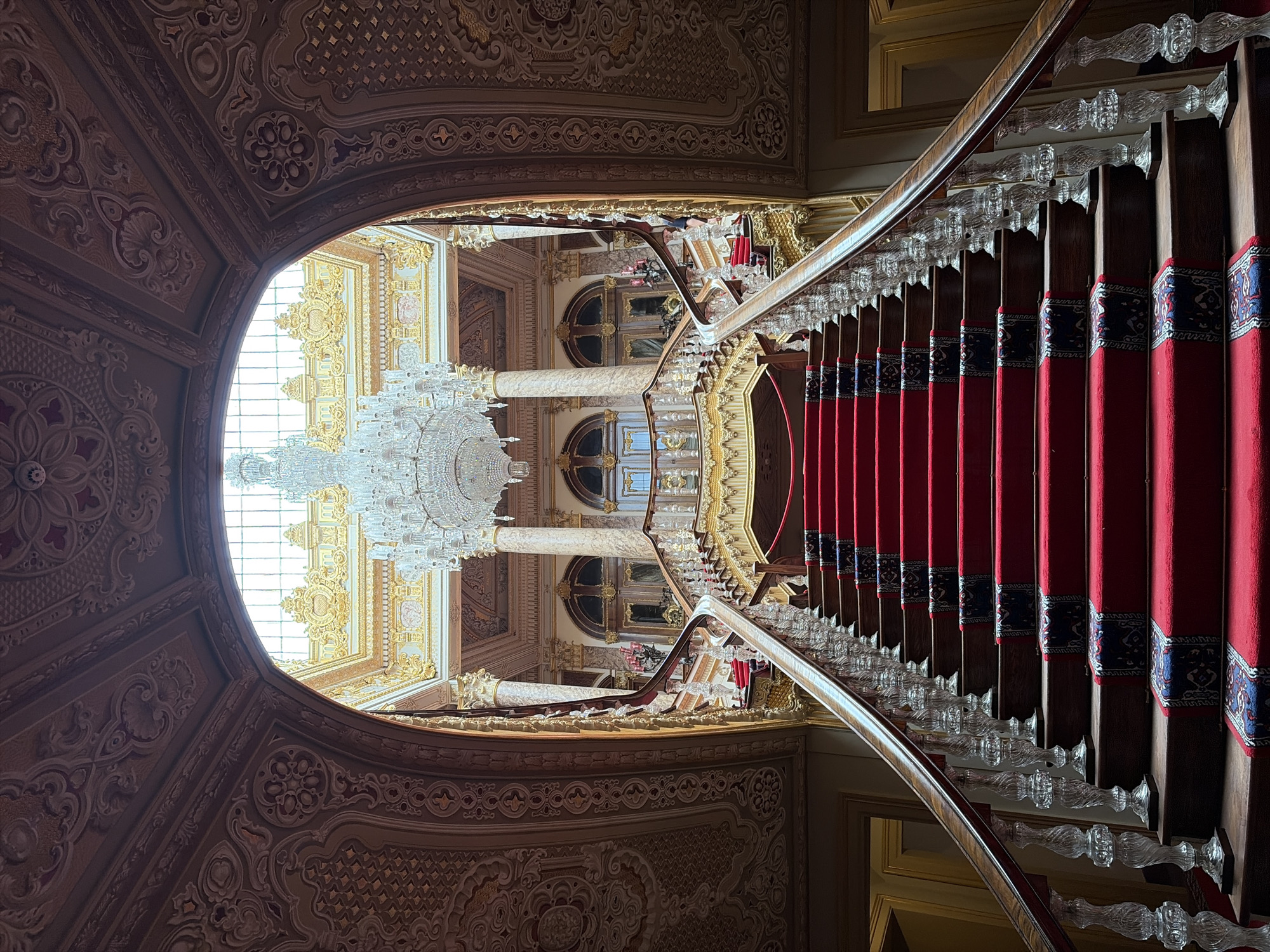 Tourist Documents Dolmabahçe Palace Interior During Morning Visit