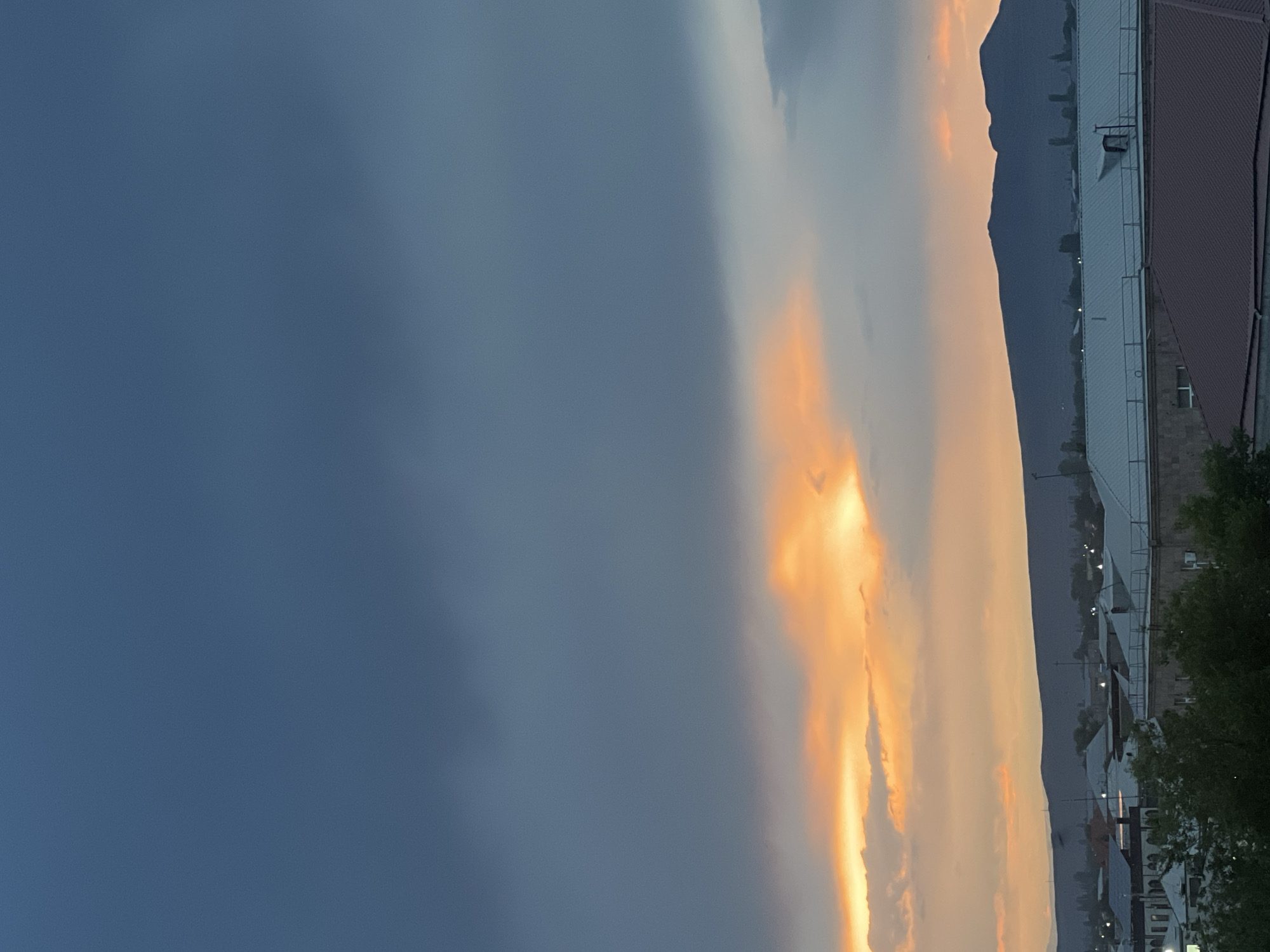 Sunset observed over Vagharshapat with mountain backdrop
