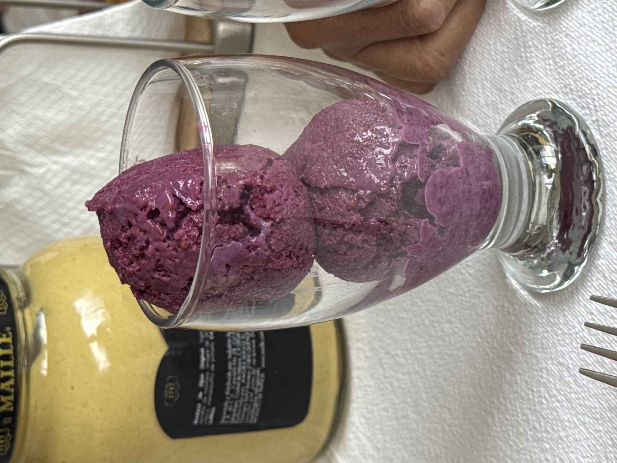 Purple ice cream photographed at Oaxaca City establishment