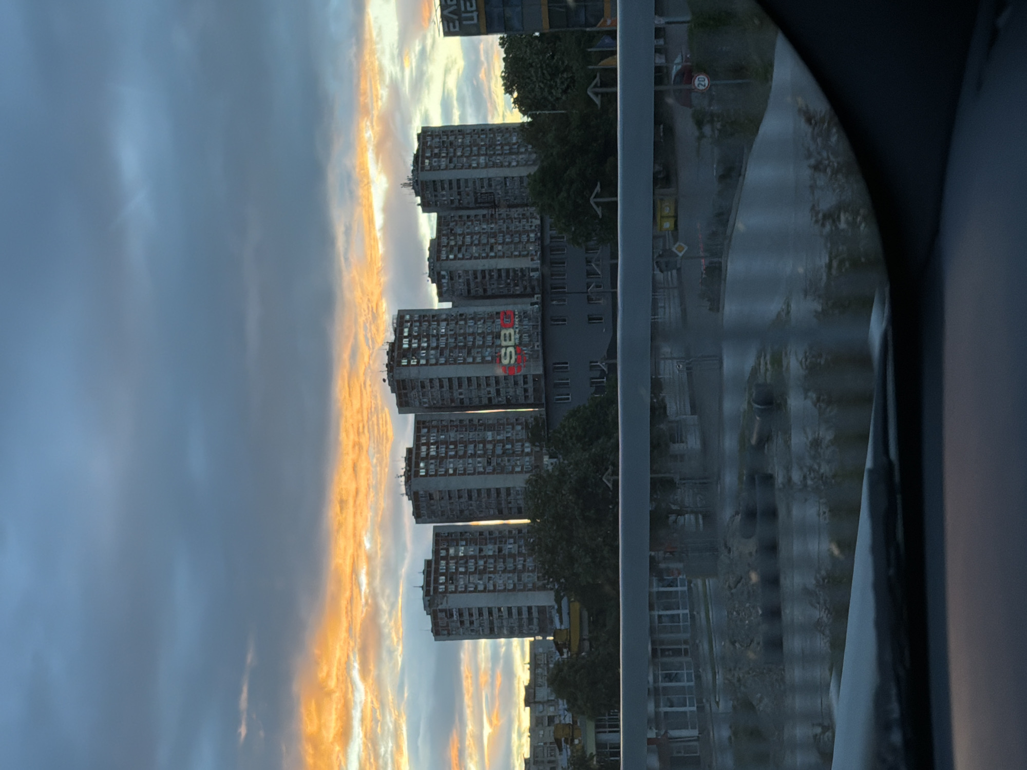 Vehicle view captured of Trakiya neighborhood apartment blocks in Plovdiv