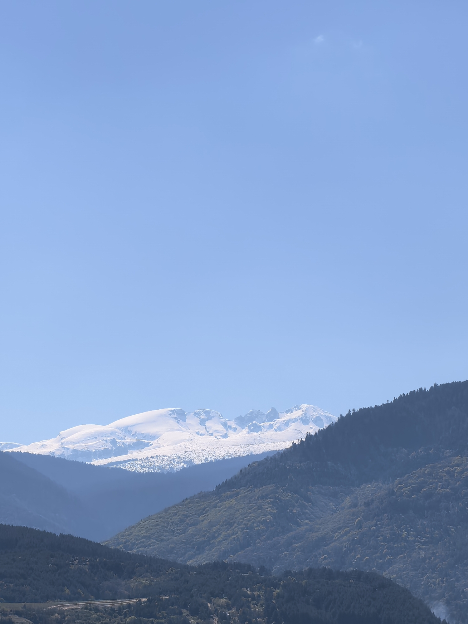 Clear mountain vista observed from Sapareva Banya, Bulgaria