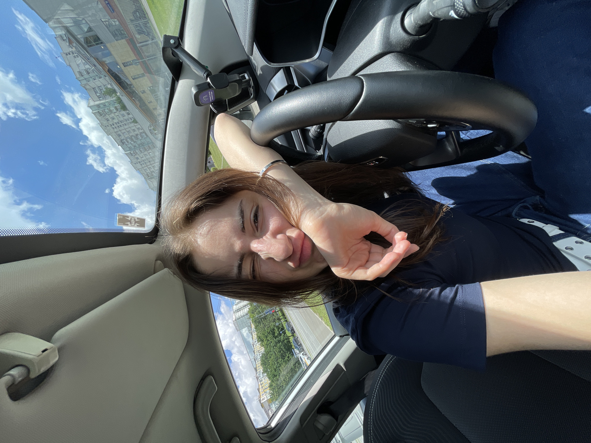 Quick selfie series from the driver's seat in Moscow