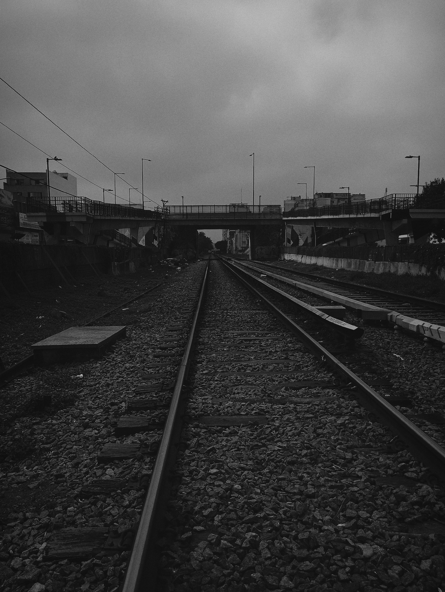 Railway tracks and bridge observed in Buenos Aires