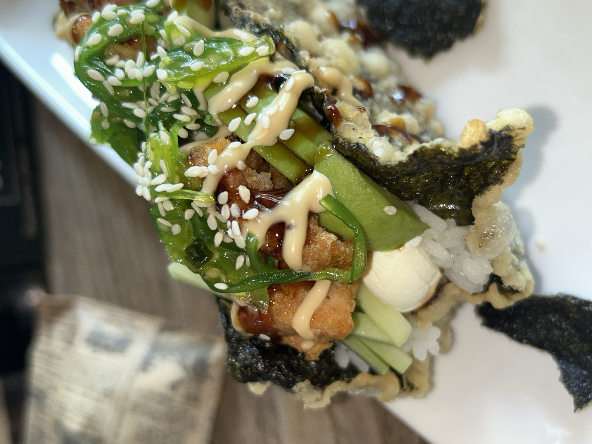 Tempura sushi rolls up close at a Sofia restaurant
