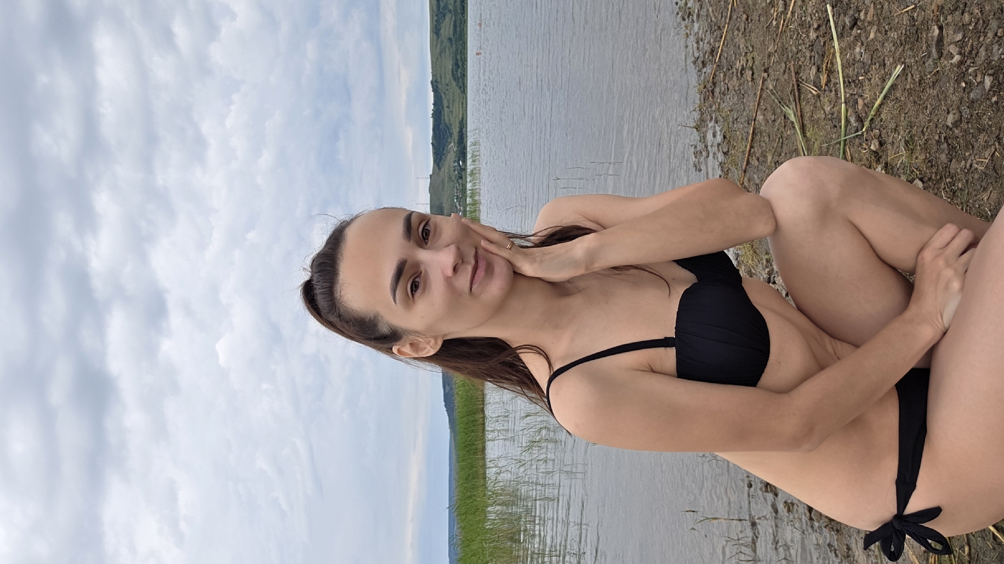Lakeside hangout on a cloudy June morning in rural Russia