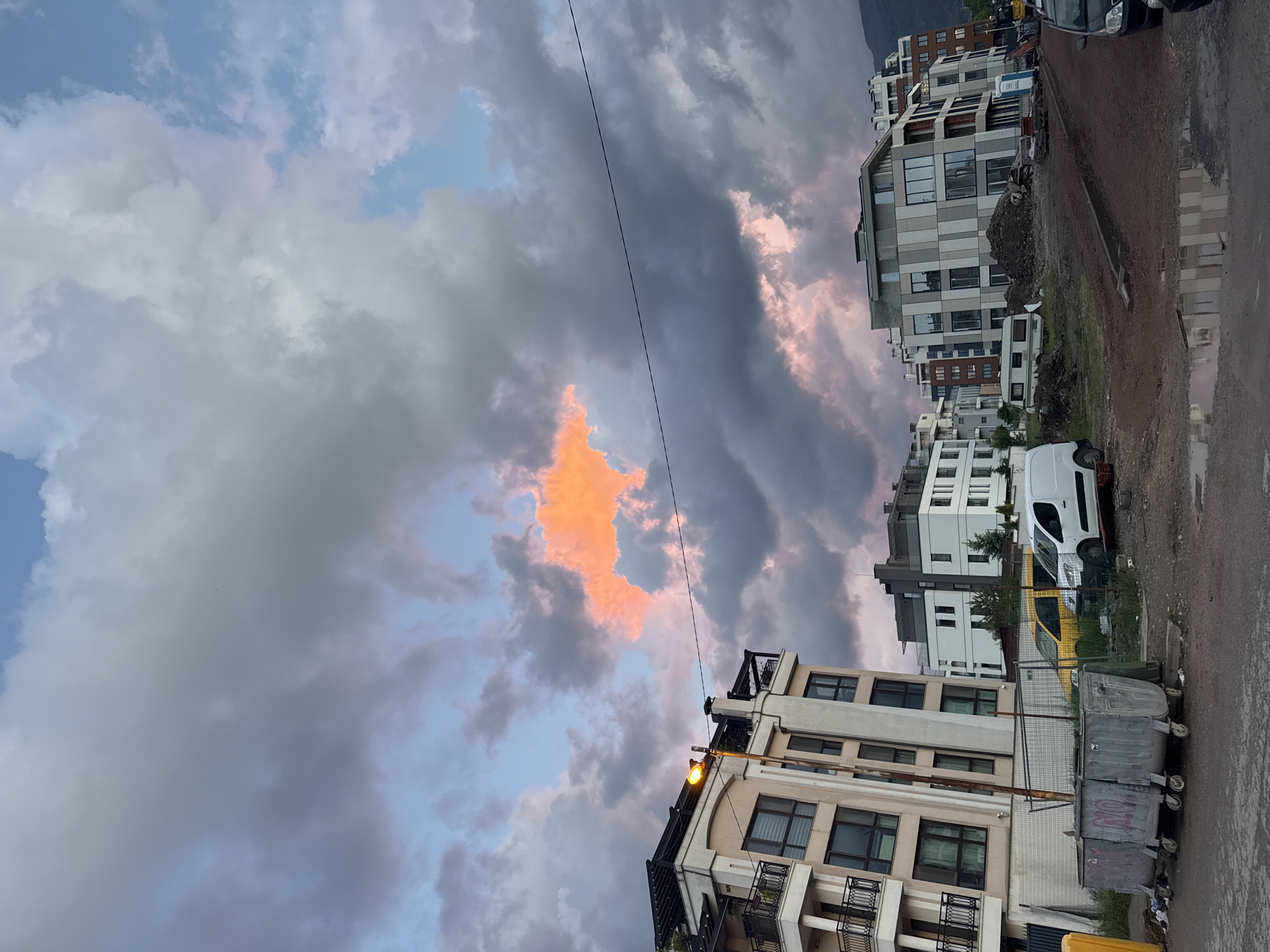 Evening storm clouds and daily life observed in Sofia