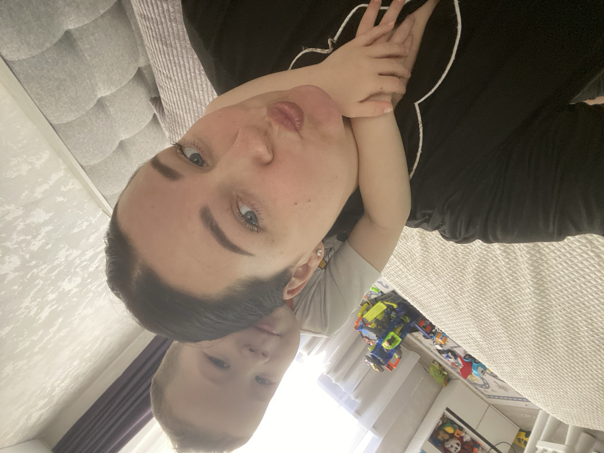 Mother and child share quiet morning moments in Sochi home
