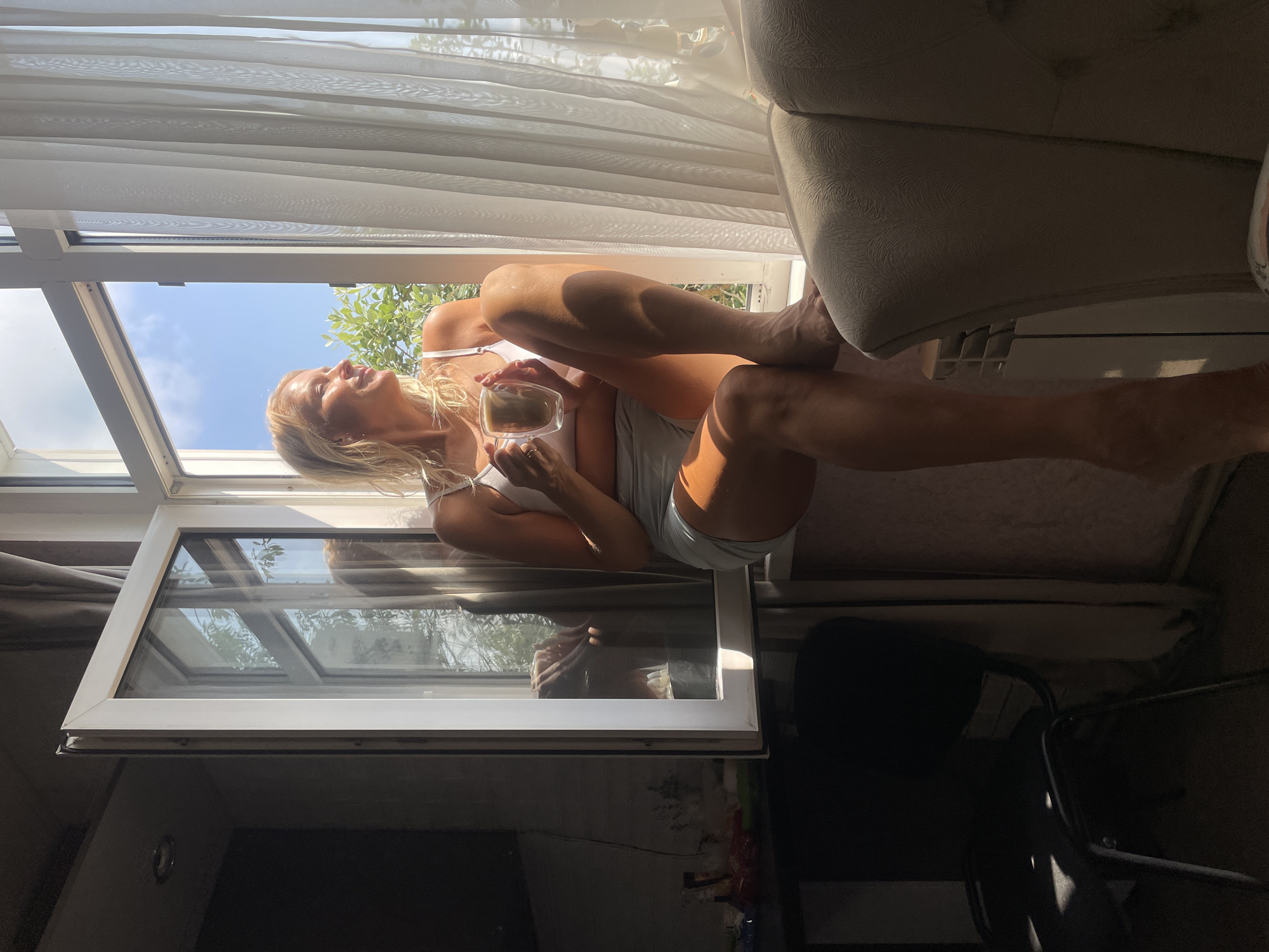Morning coffee by an open window in Baranovka