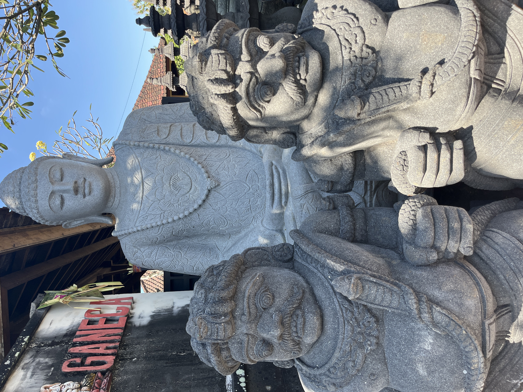 Stone sculpture market in Sukawati full of Buddhas and Ganesha figures