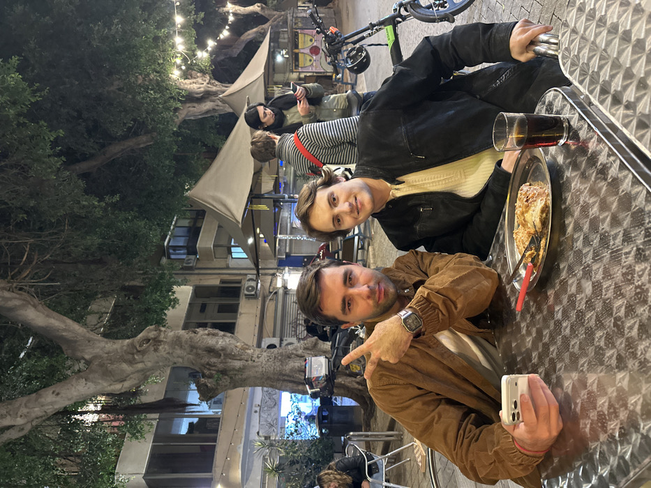 Friends gather for casual evening dining in Tel Aviv