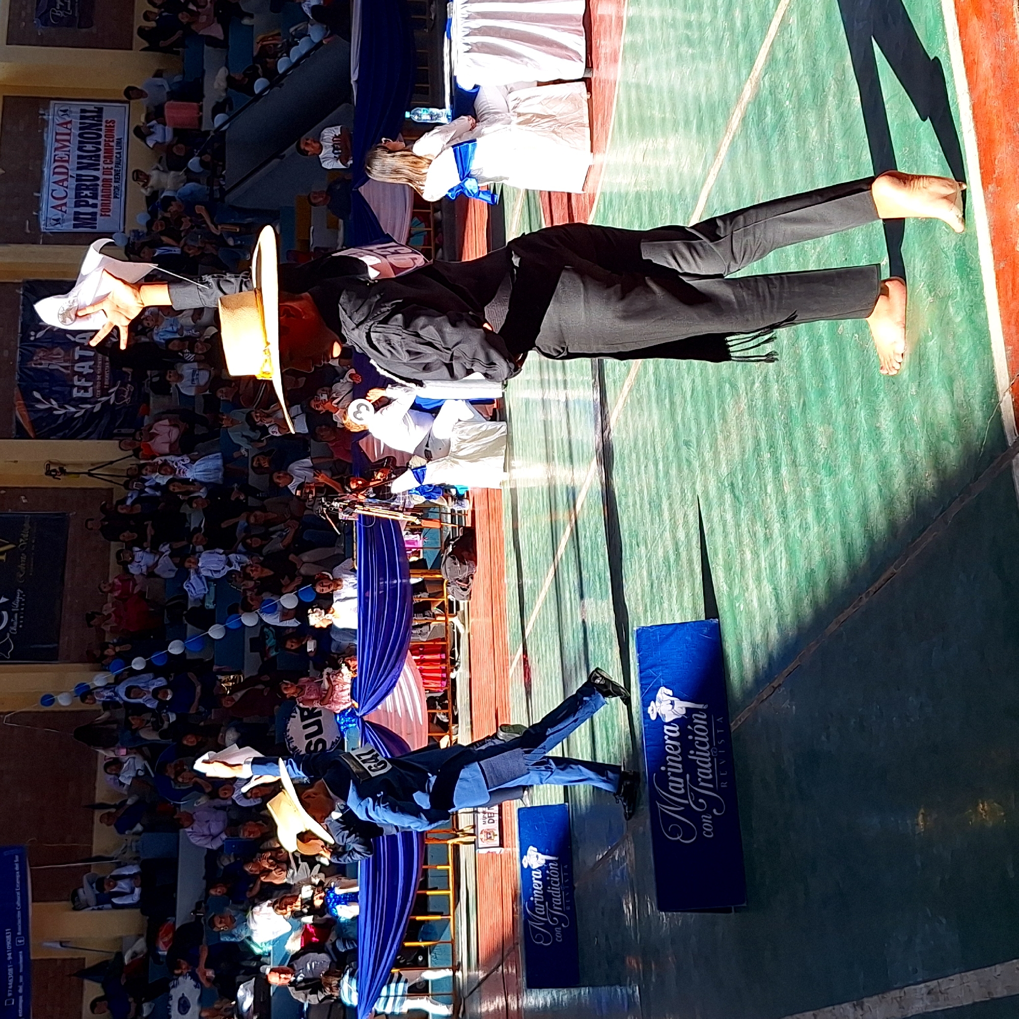 Traditional Marinera dance performance draws crowds in Miraflores gymnasium