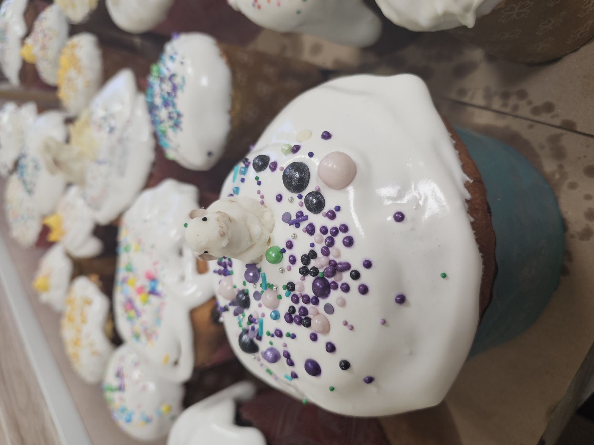 Traditional Easter cakes displayed at Moscow bakery