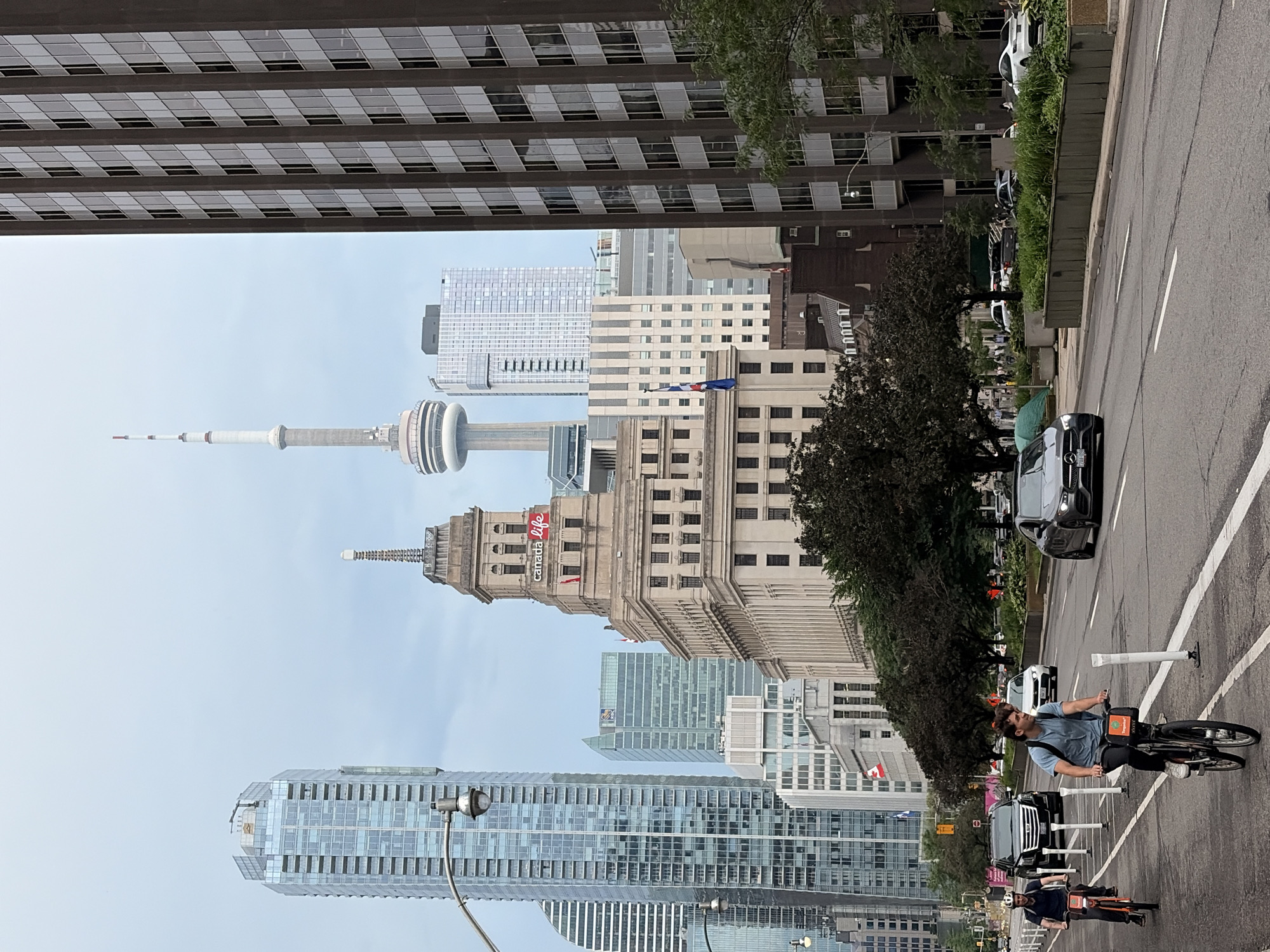 Old City Hall and downtown Toronto streets on a July evening