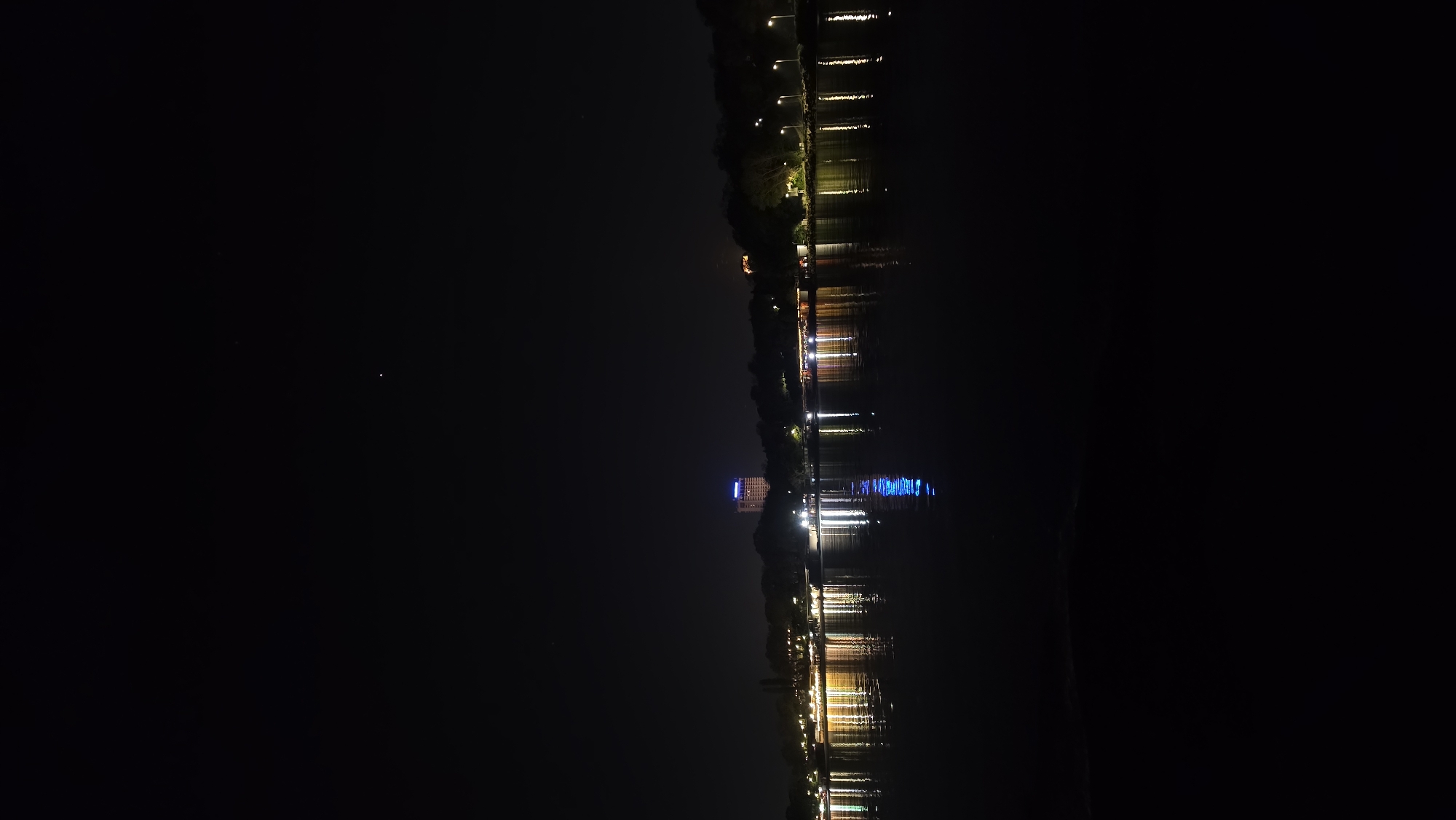 Nighttime waterfront scene captured in Varna, Bulgaria