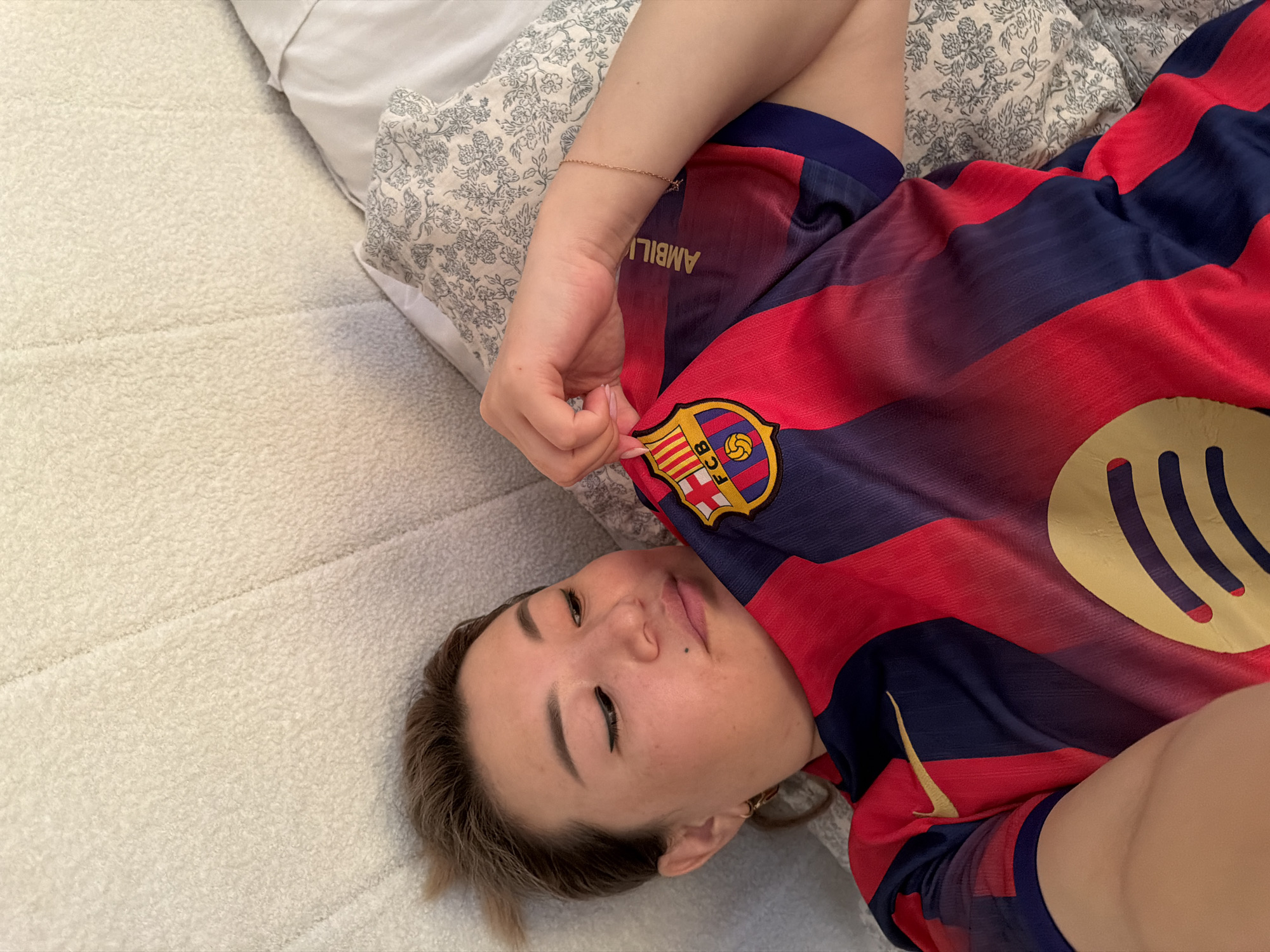 FC Barcelona jersey and hallway art, Astana