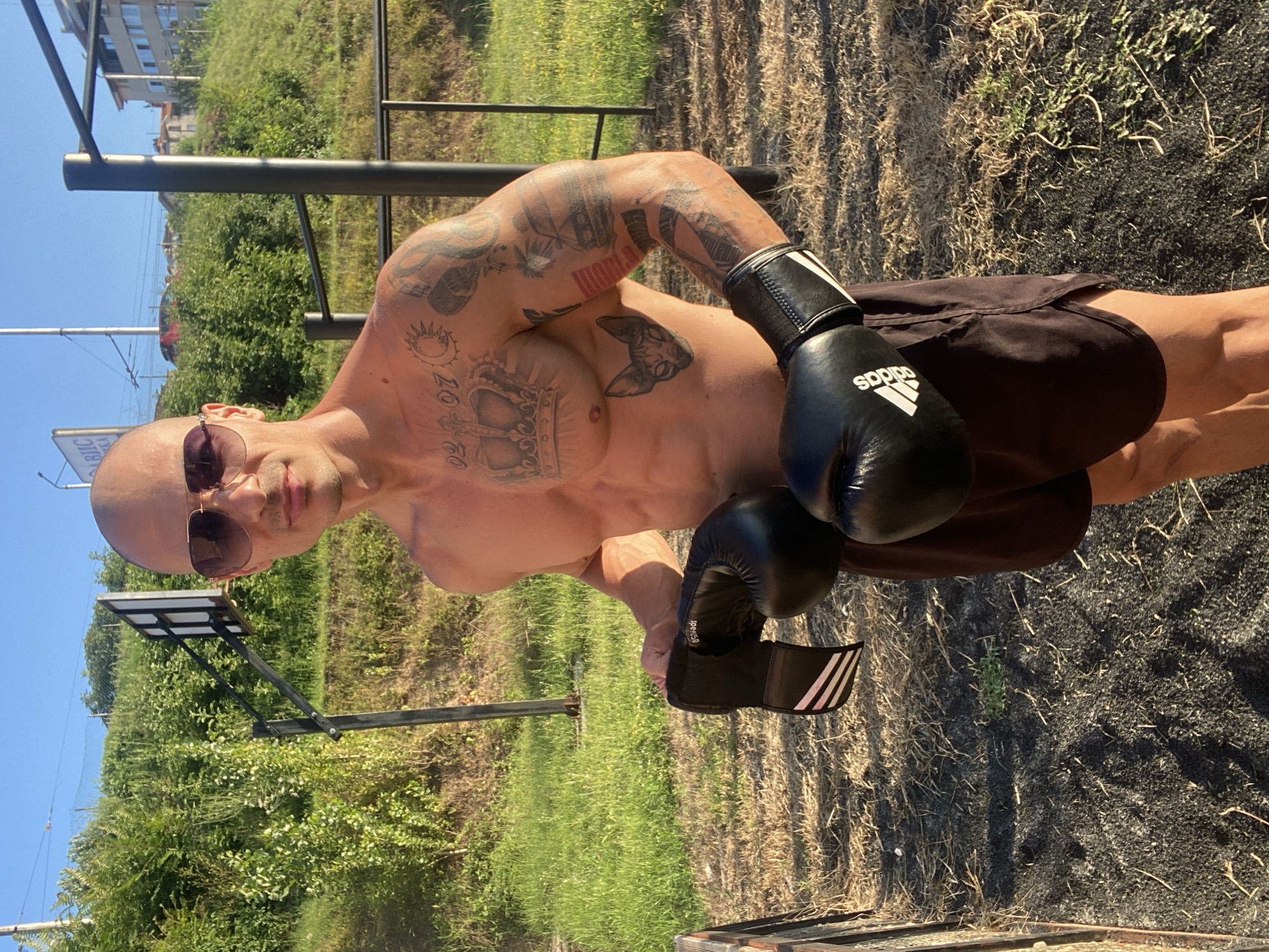 Outdoor boxing and fitness session at a tire gym in Pleven