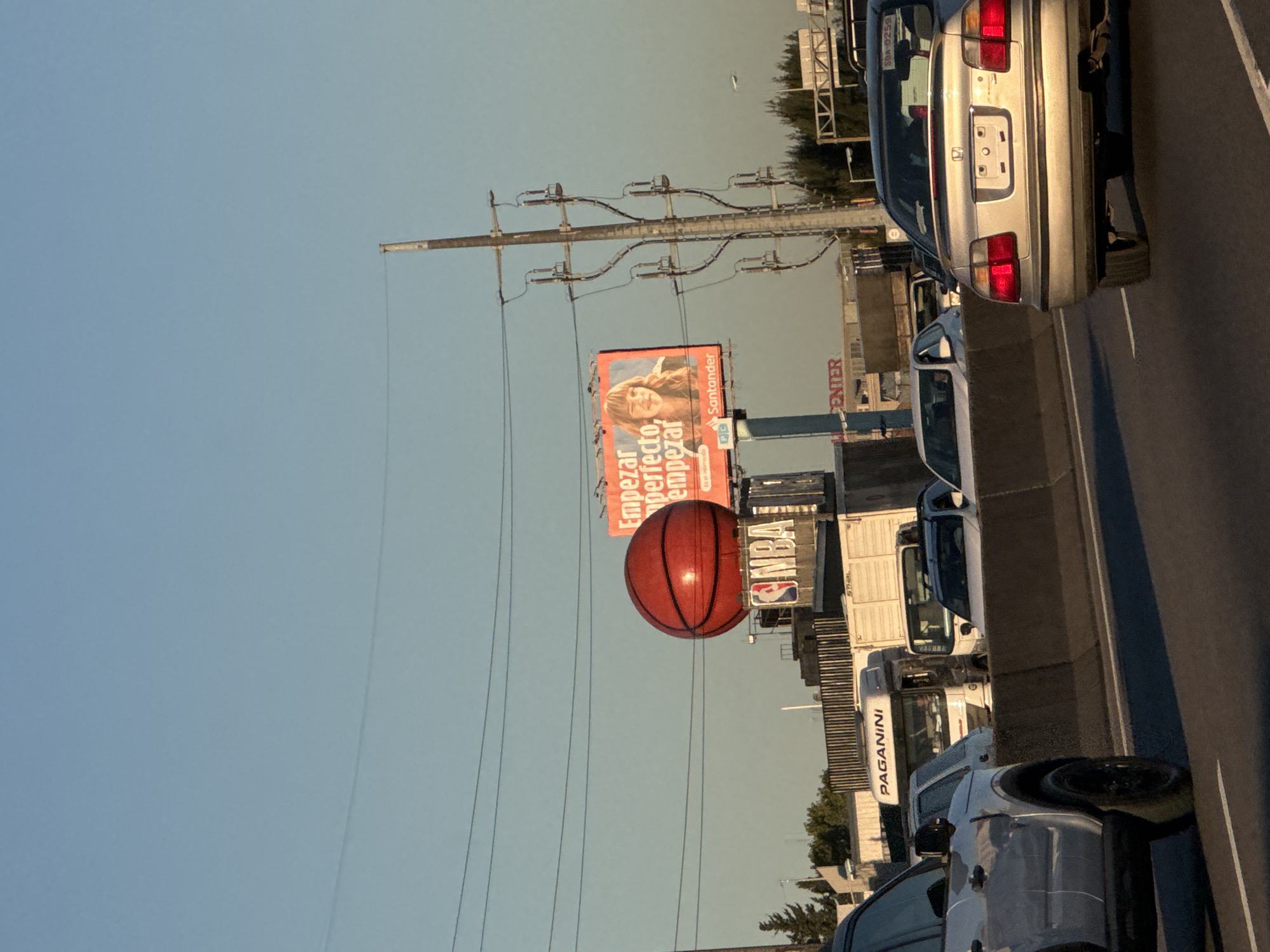 NBA inflatable basketball display spotted roadside in Martínez, Argentina