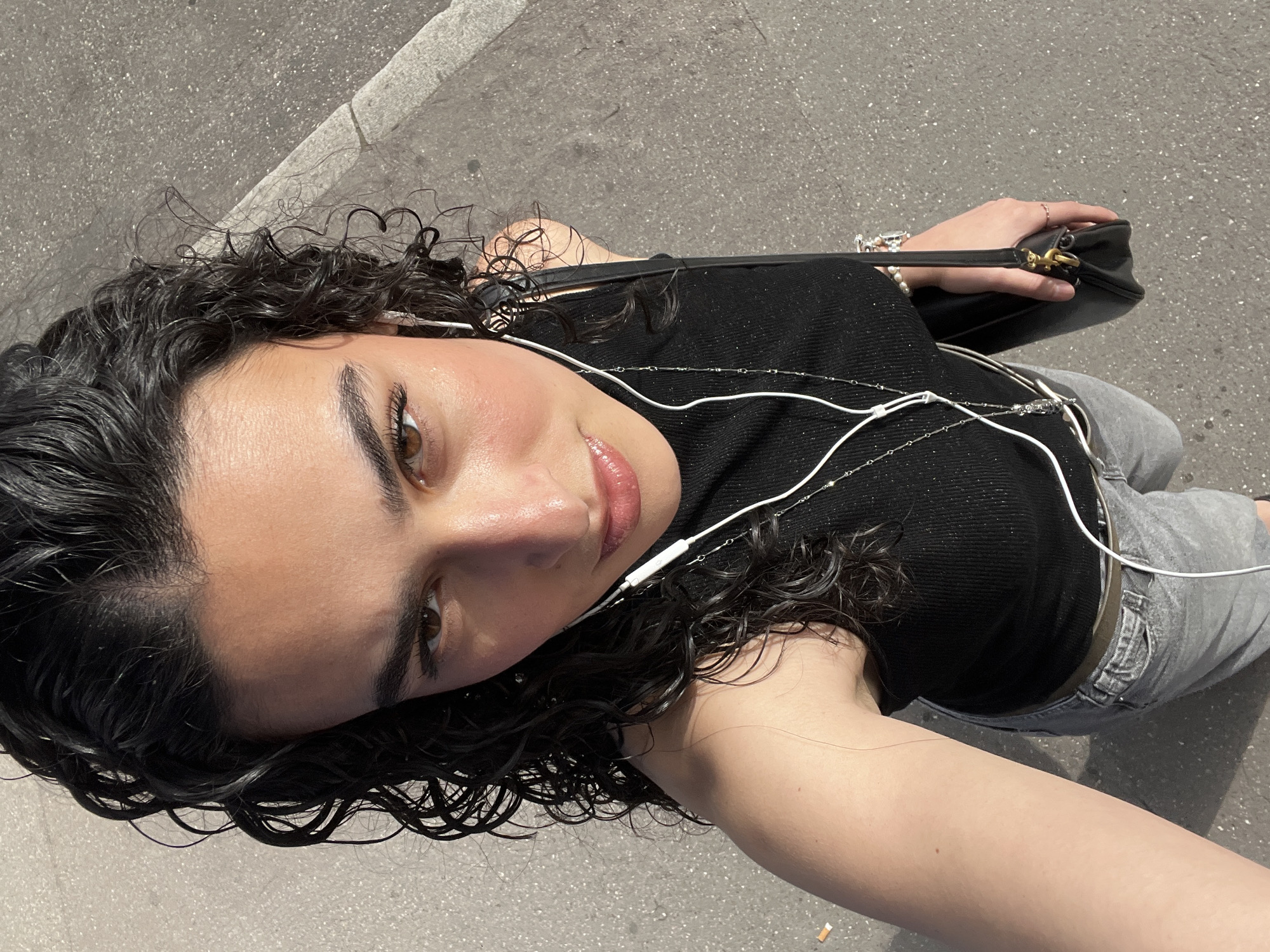 Young person takes selfie in Lyon, France