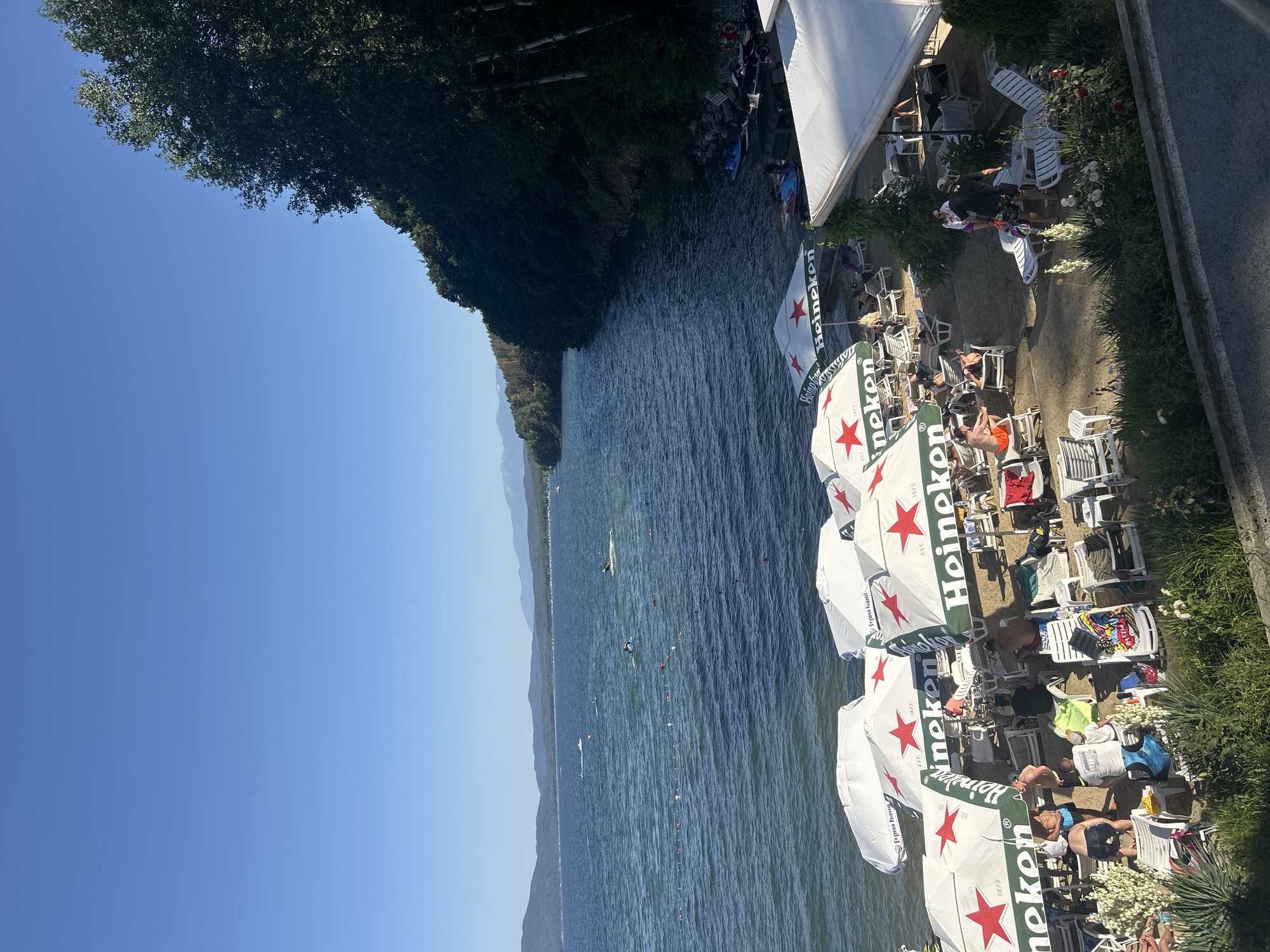 Sunny afternoon at a Heineken-sponsored lakeside beach club, Bulgaria
