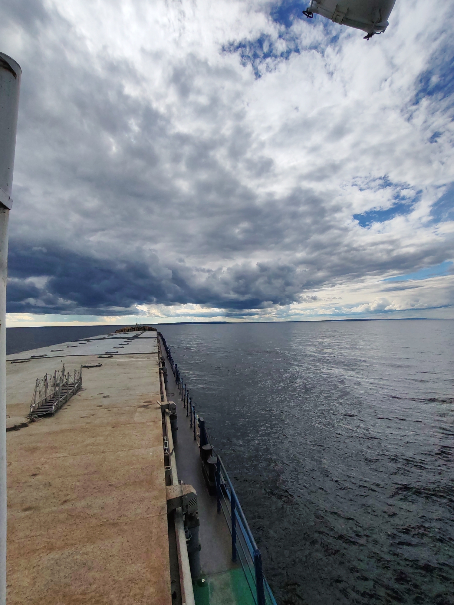 On deck and underway across open water in Russia