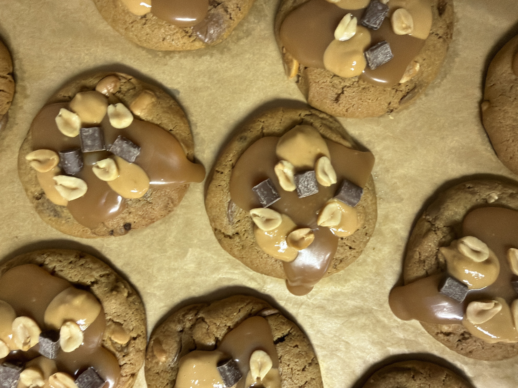 Chocolate chip cookies documented on baking paper in Meisenheim