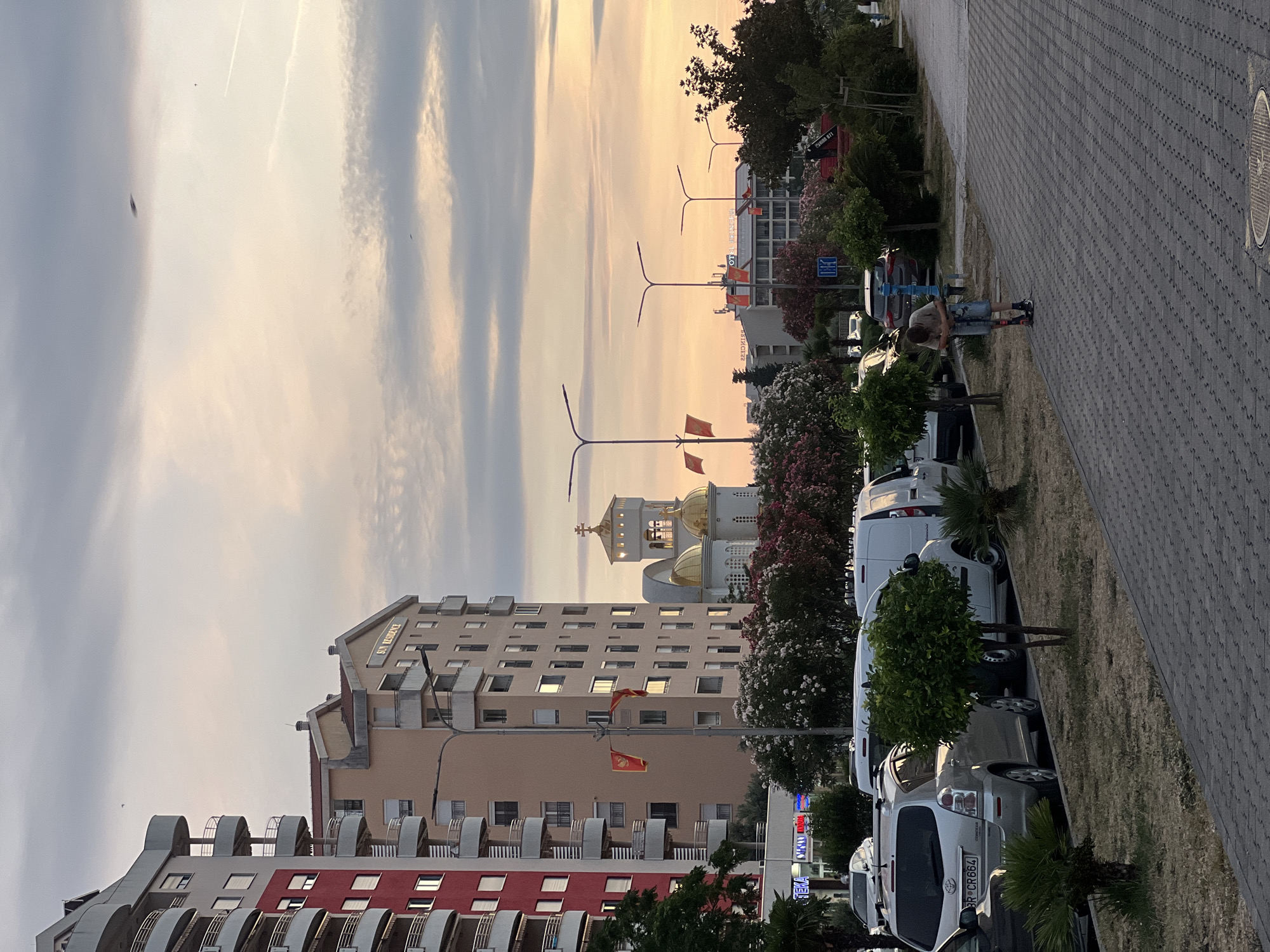 Scooter parked on a shaded sidewalk in Bar, Montenegro