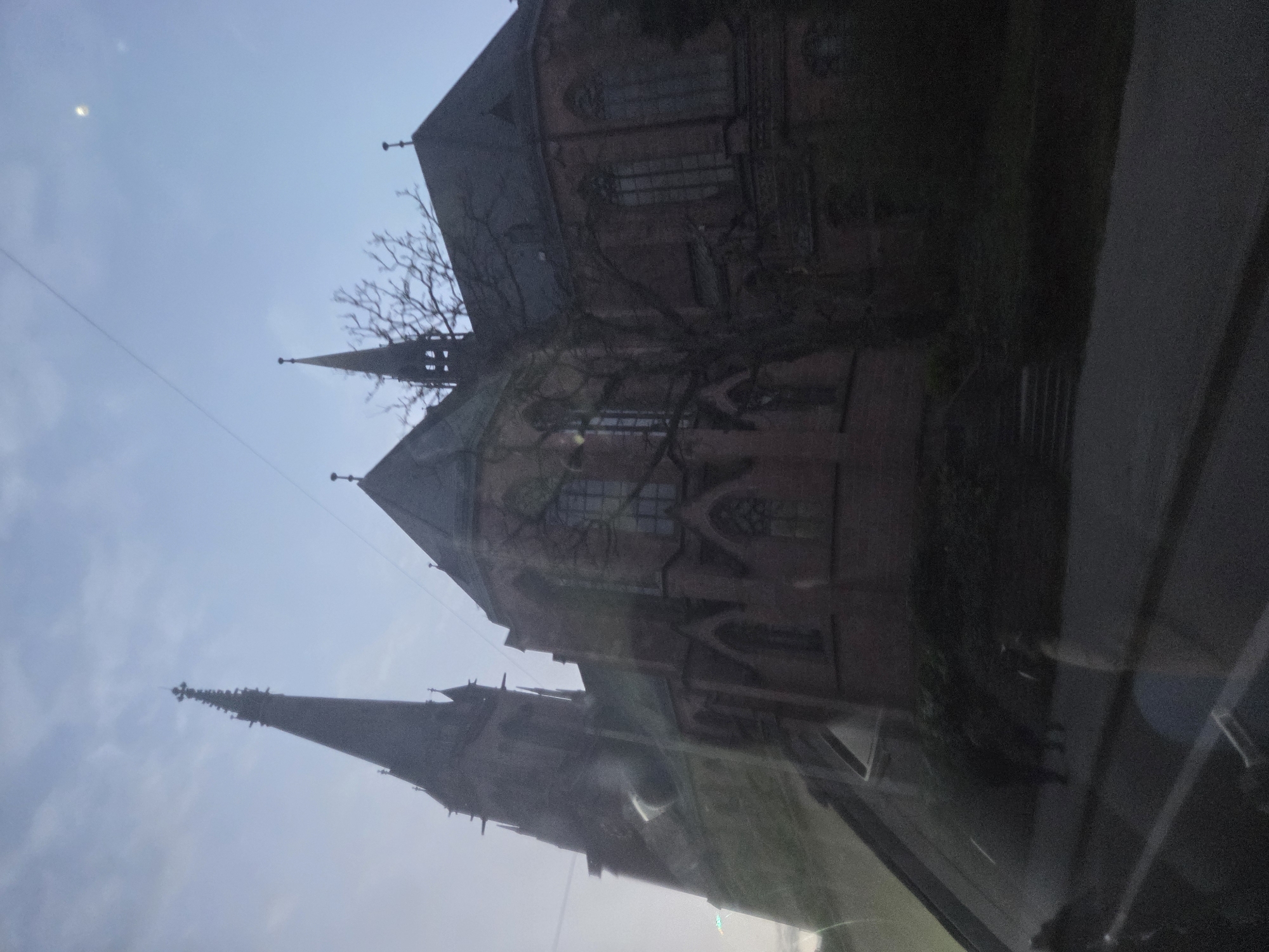 St. Stephan church photographed from vehicle in Karlsruhe