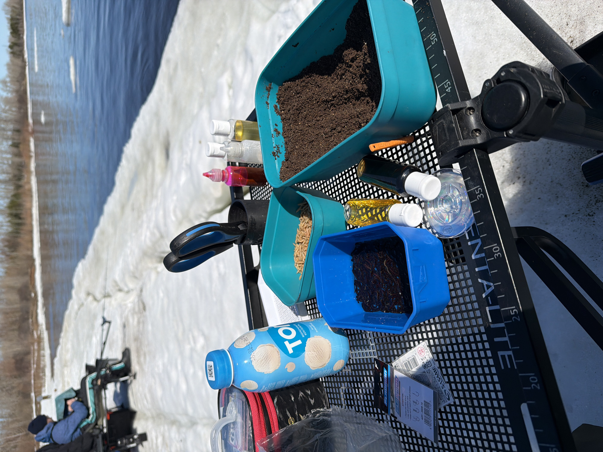 Ice fishing documented in Chaikovsky, Russia during morning hours