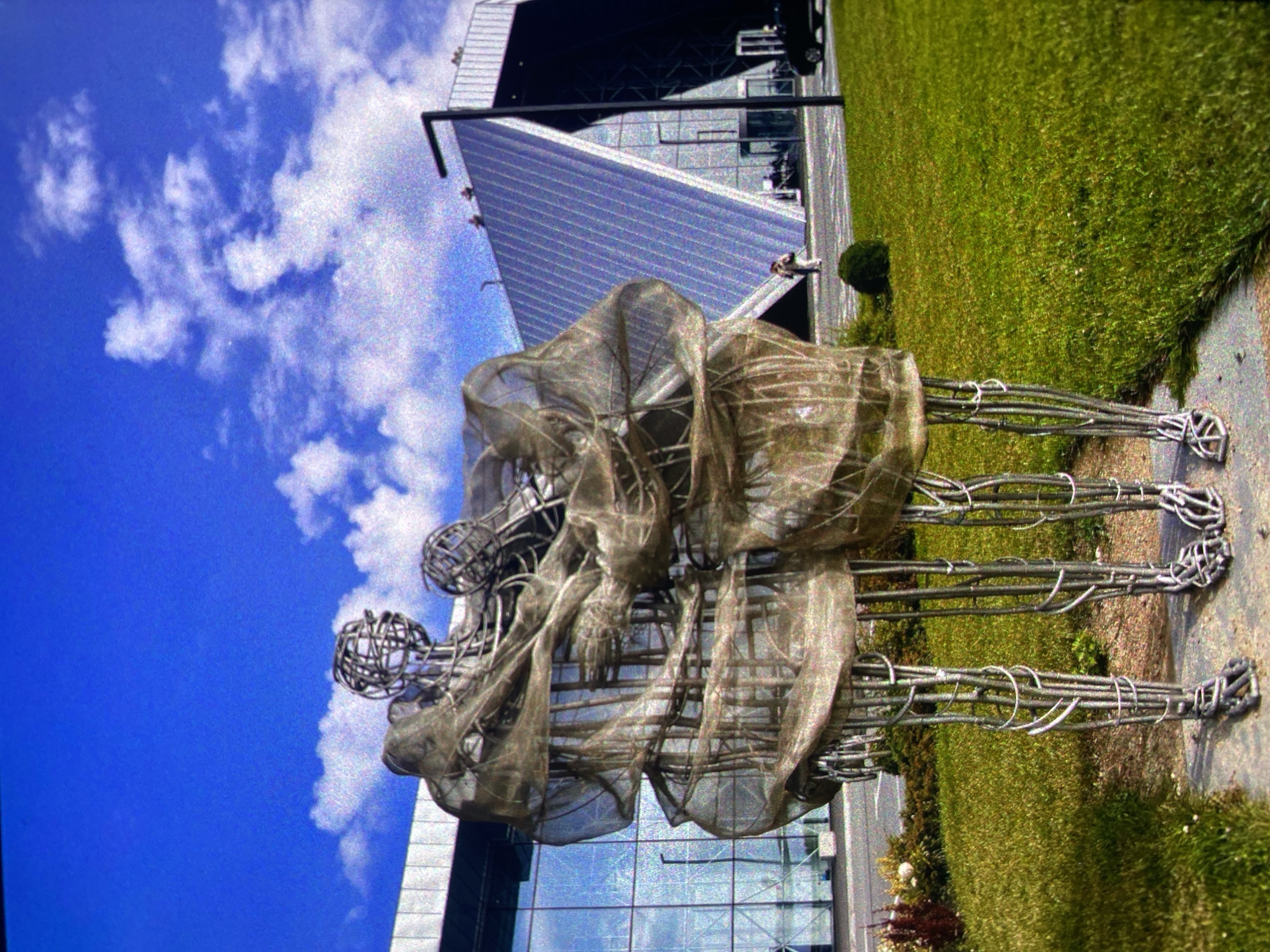 Metal sculpture of intertwined figures observed in Saint Petersburg