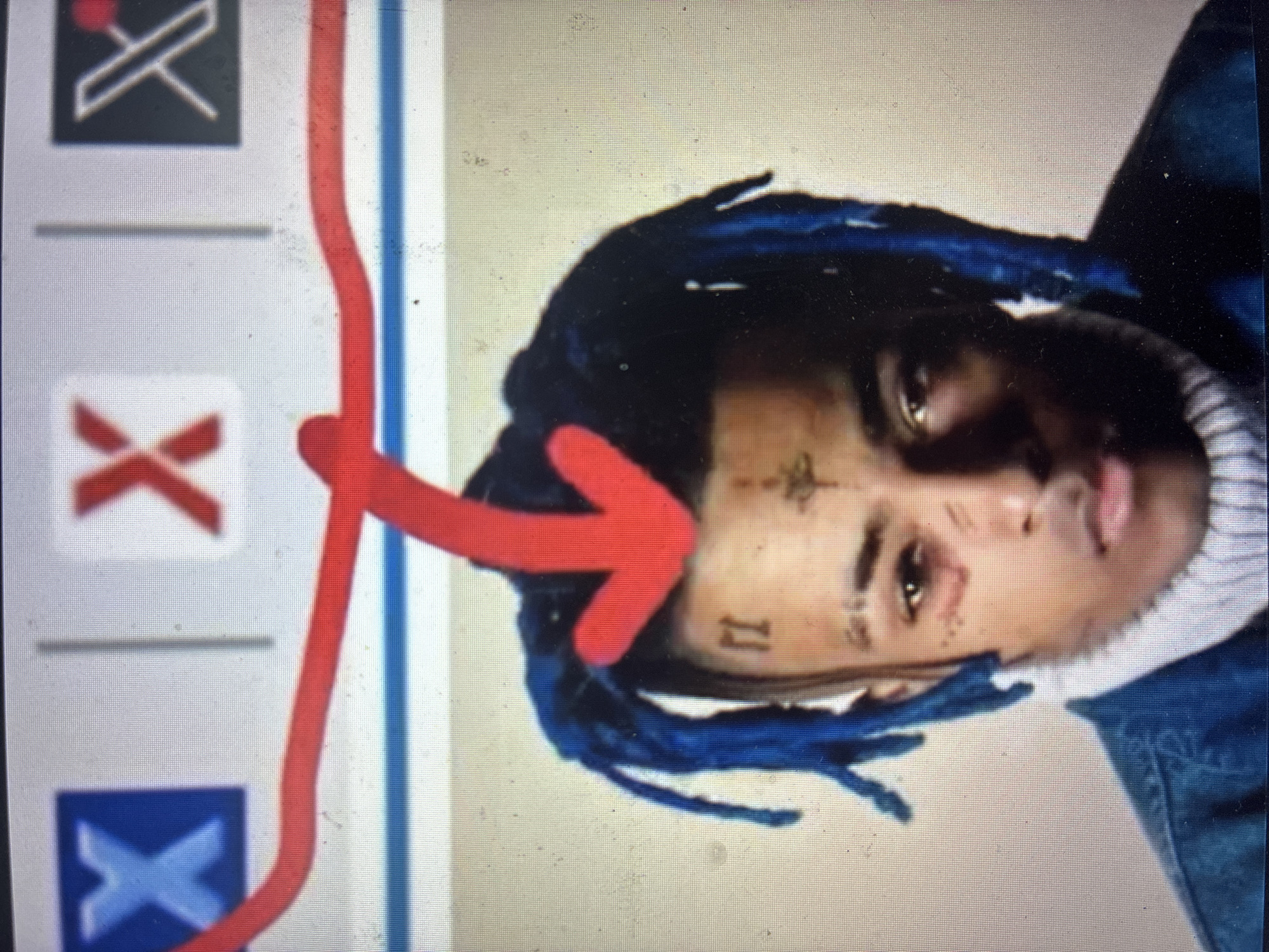 Screen displays person with blue dreadlocks, facial tattoos in Mexico