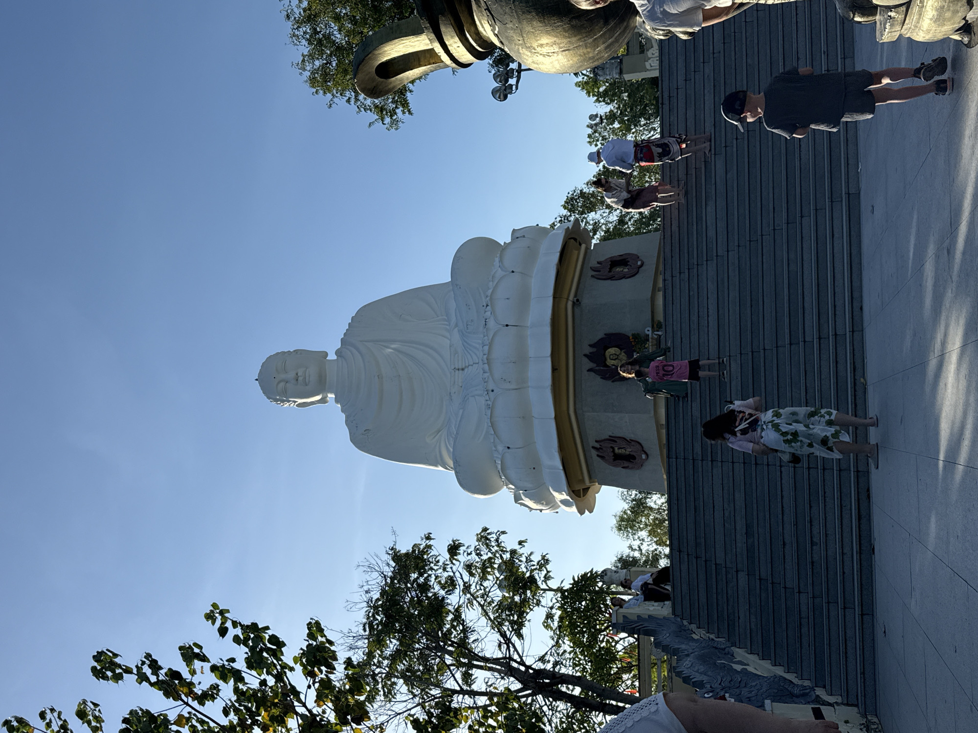 Tourist visits Buddhist temple complex in Nha Trang, Vietnam
