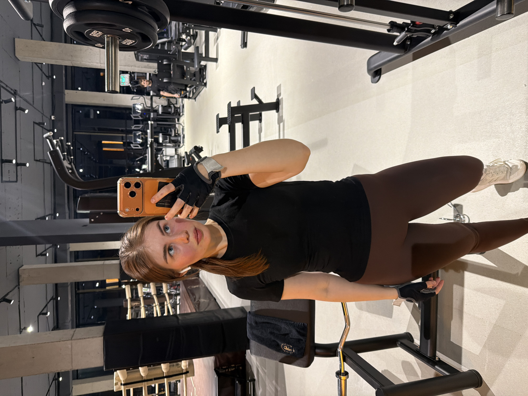 Woman takes gym selfie in Усады, Russia