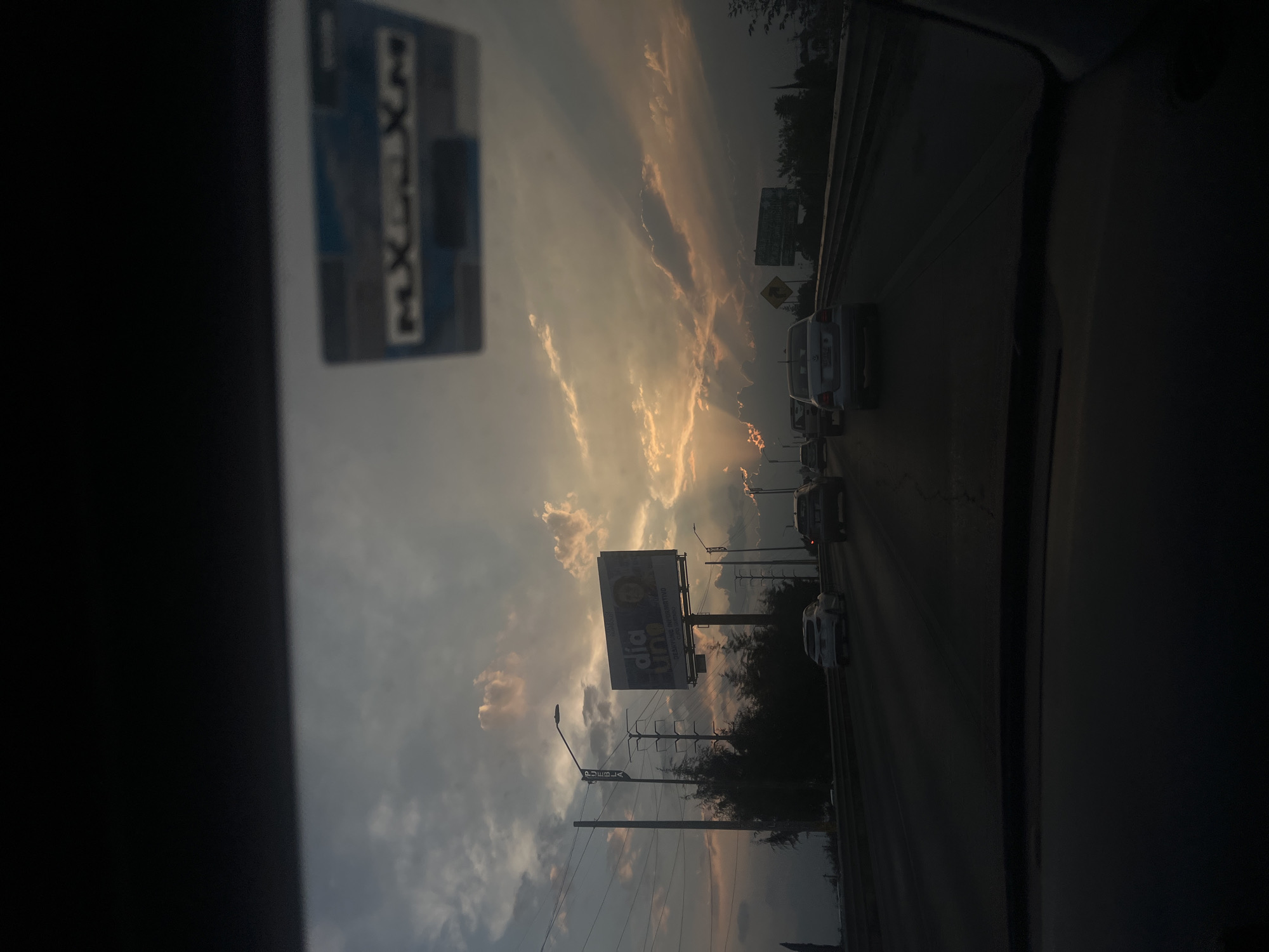 Traffic jam creates dramatic scene during golden hour in Cholula