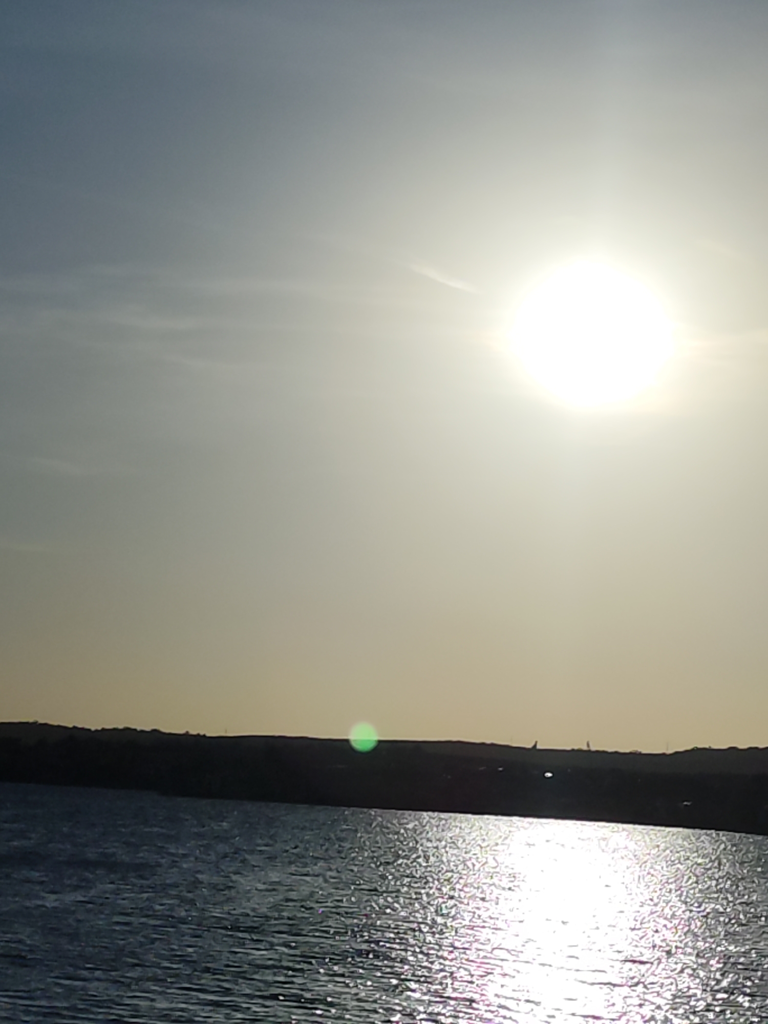 Bright sunlight reflects off water near Burgas, Bulgaria