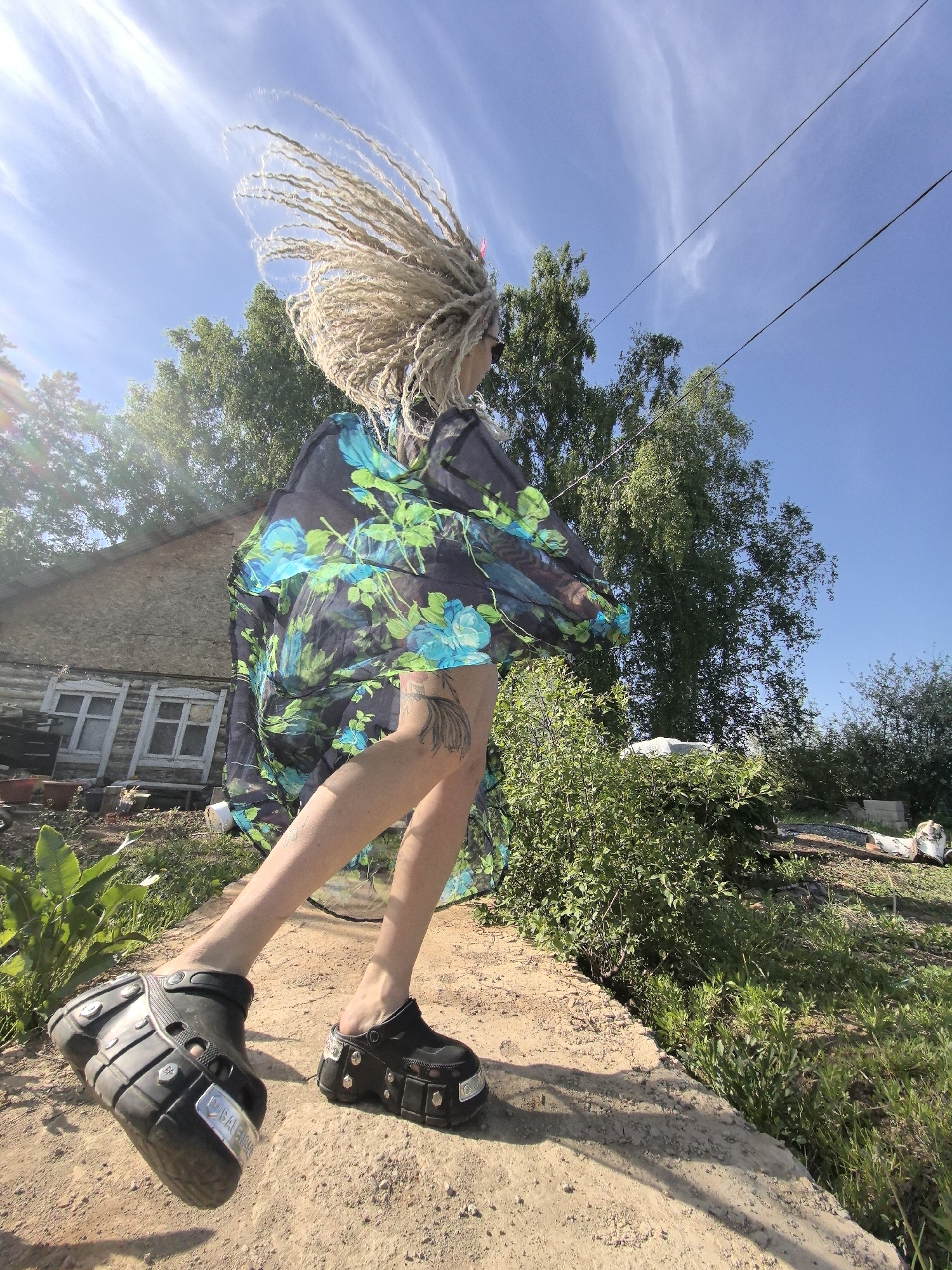 Woman photographed during outdoor activities in Noviy, Russia