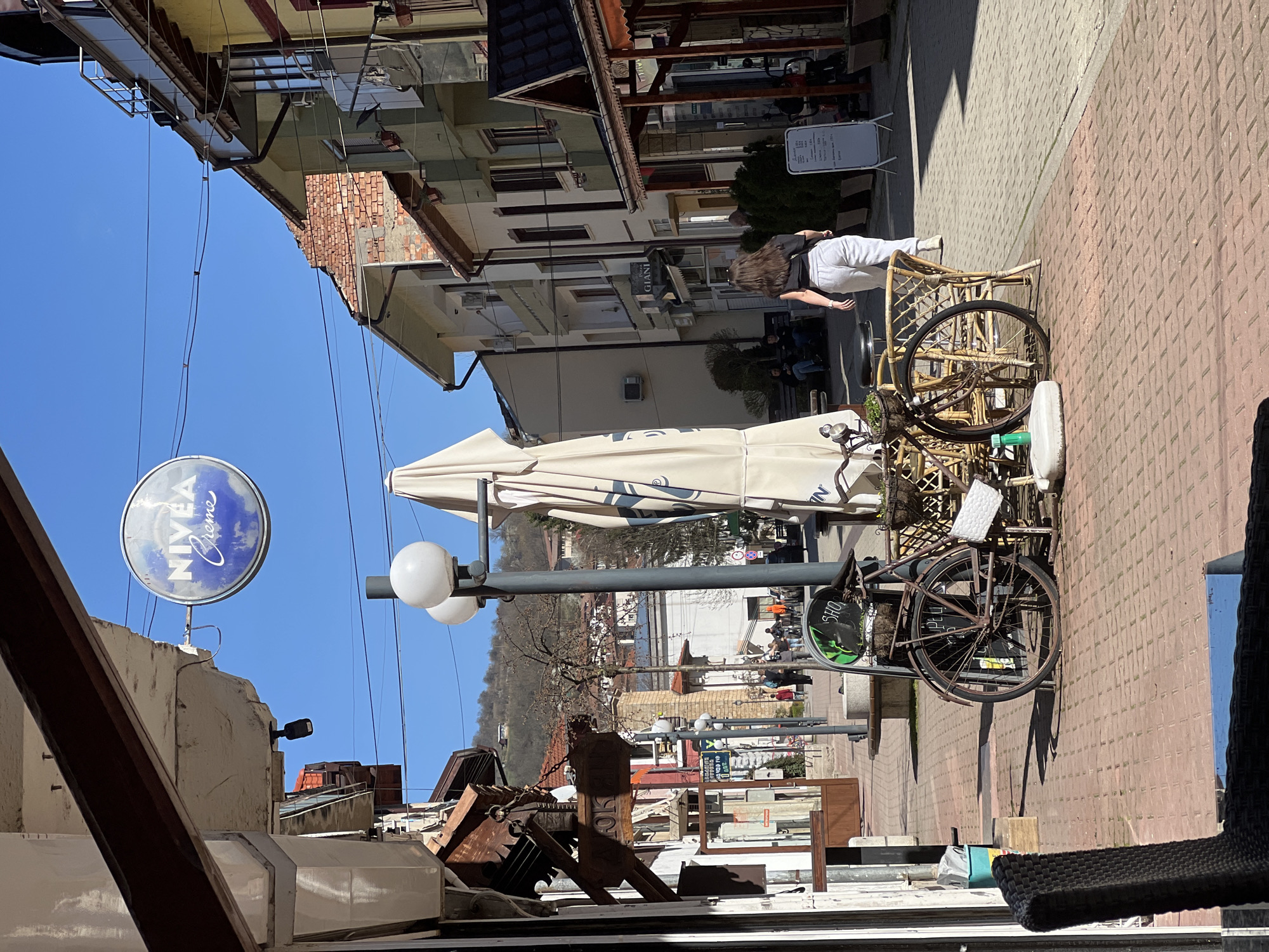 Street scene observed from elevated position in Teteven, Bulgaria