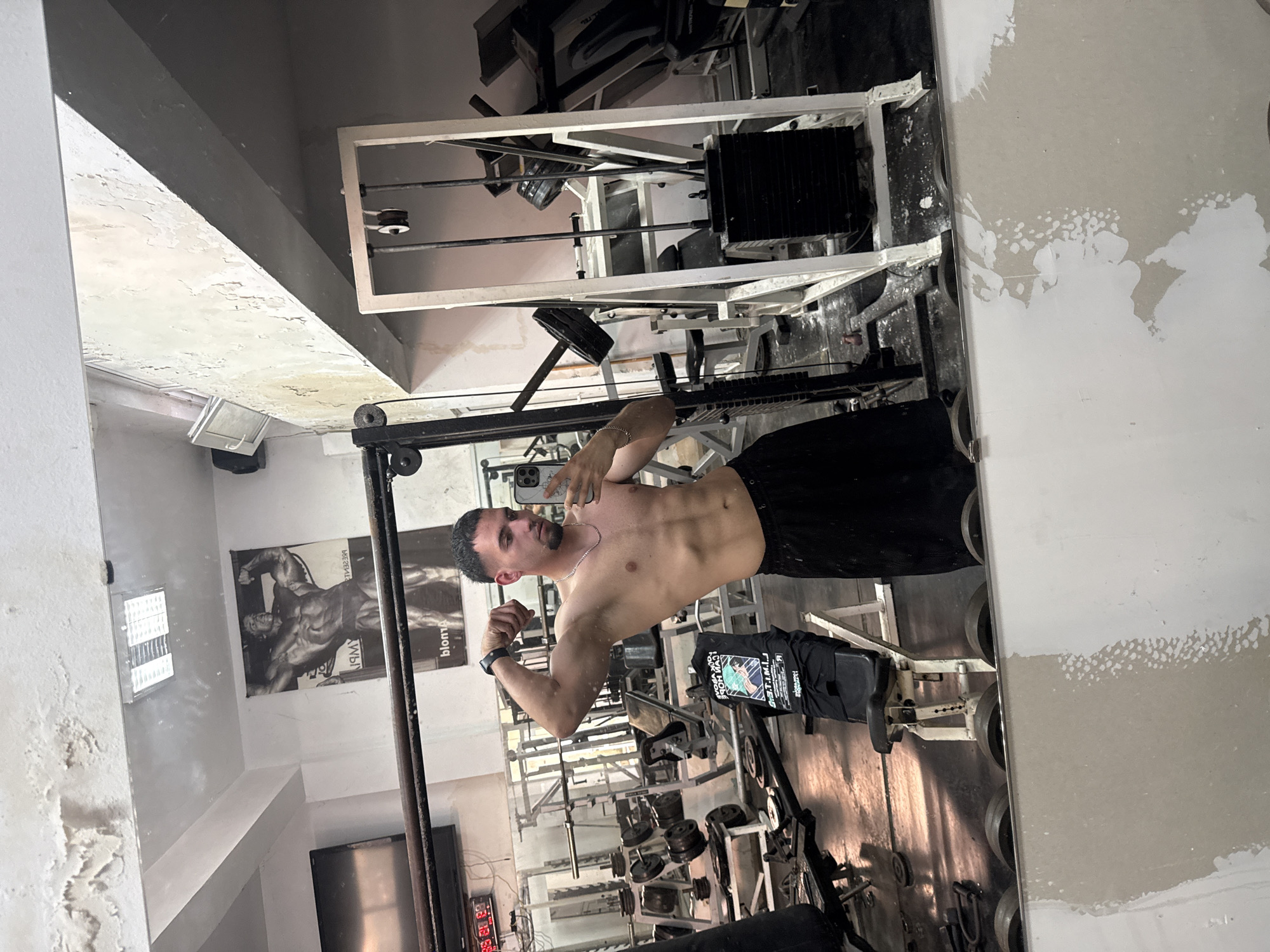 Gym flex selfies from a Shumen workout, July 2026