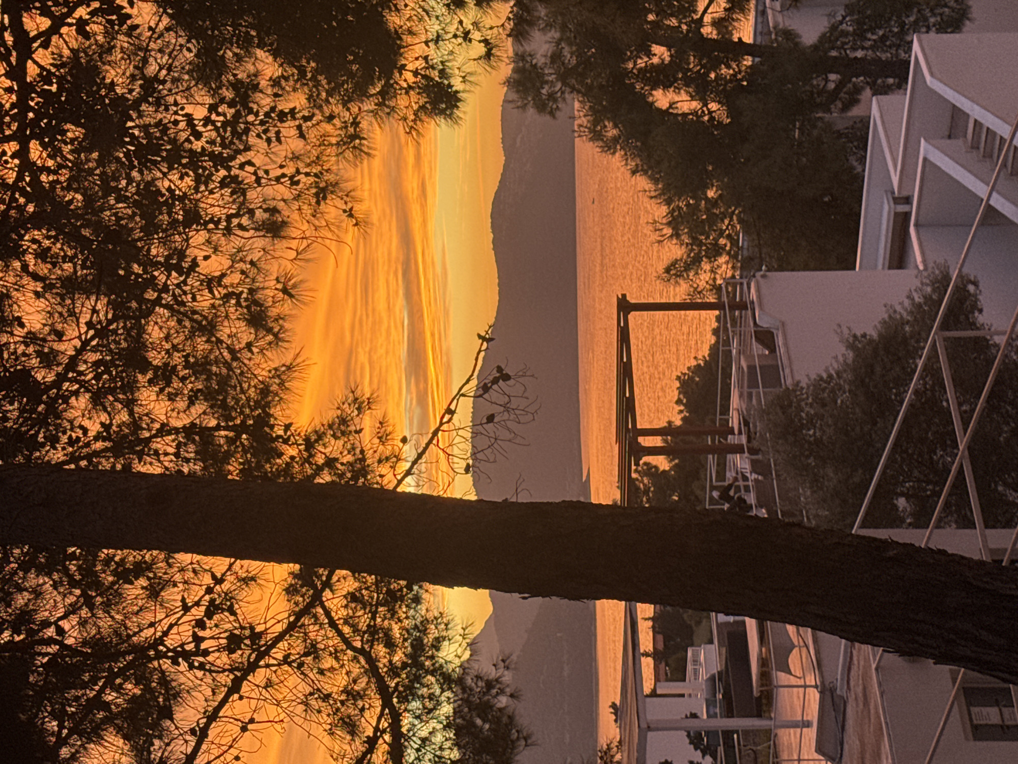 Sunset observed over mountain ranges in Bodrum, Turkey