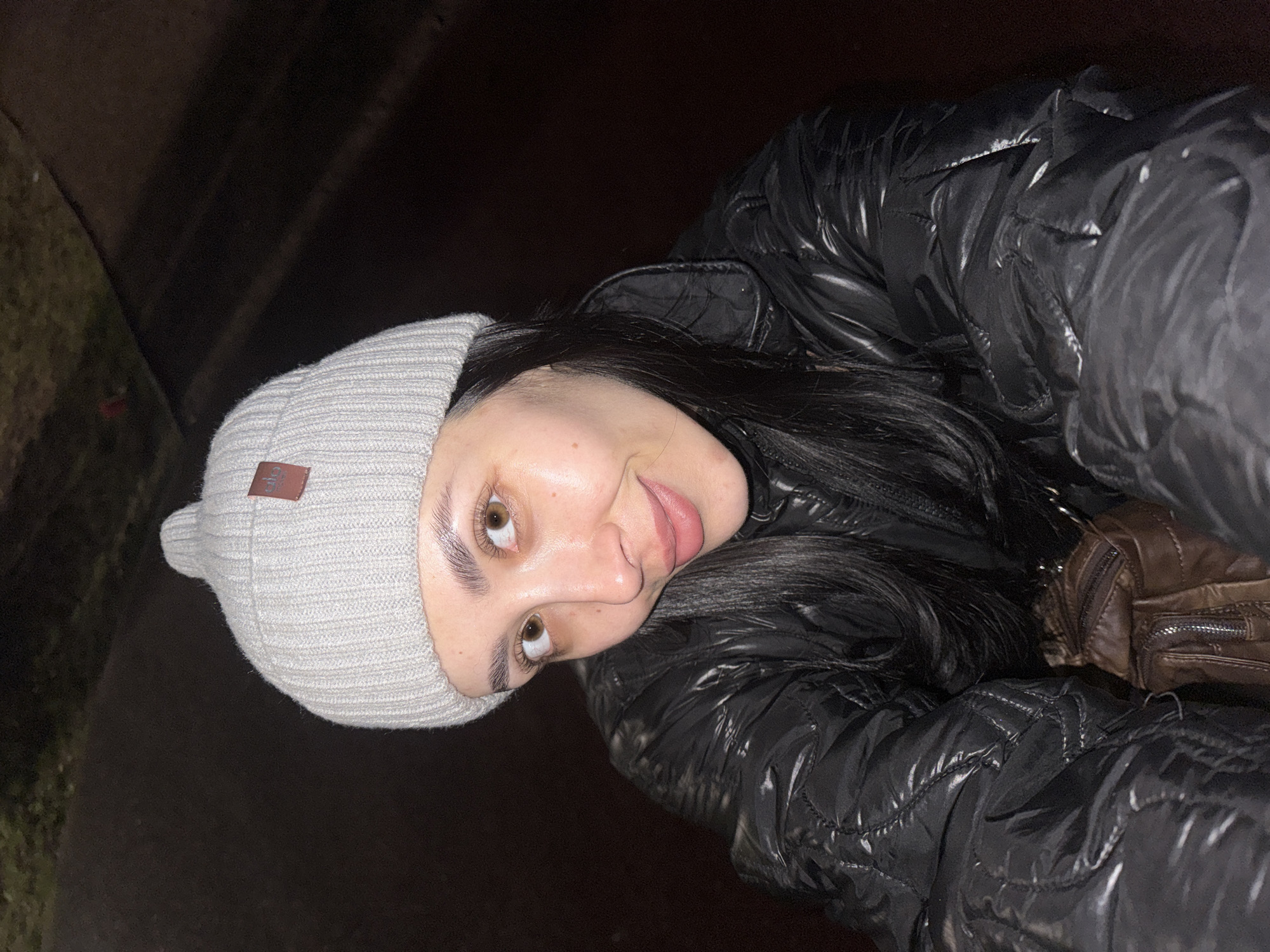 Woman takes playful nighttime selfie in Votkinsk, Russia
