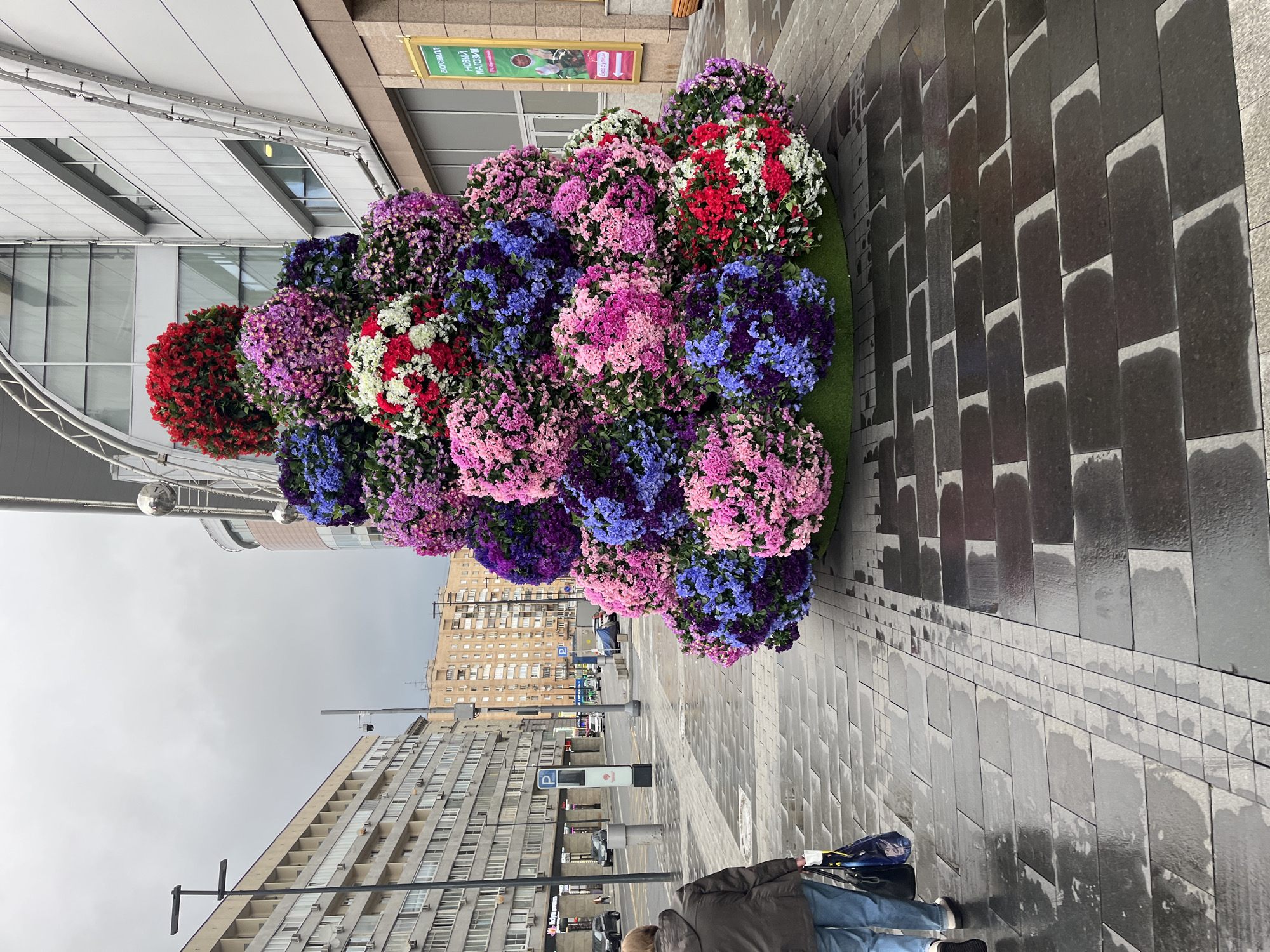 Rainy morning street scene in central Moscow